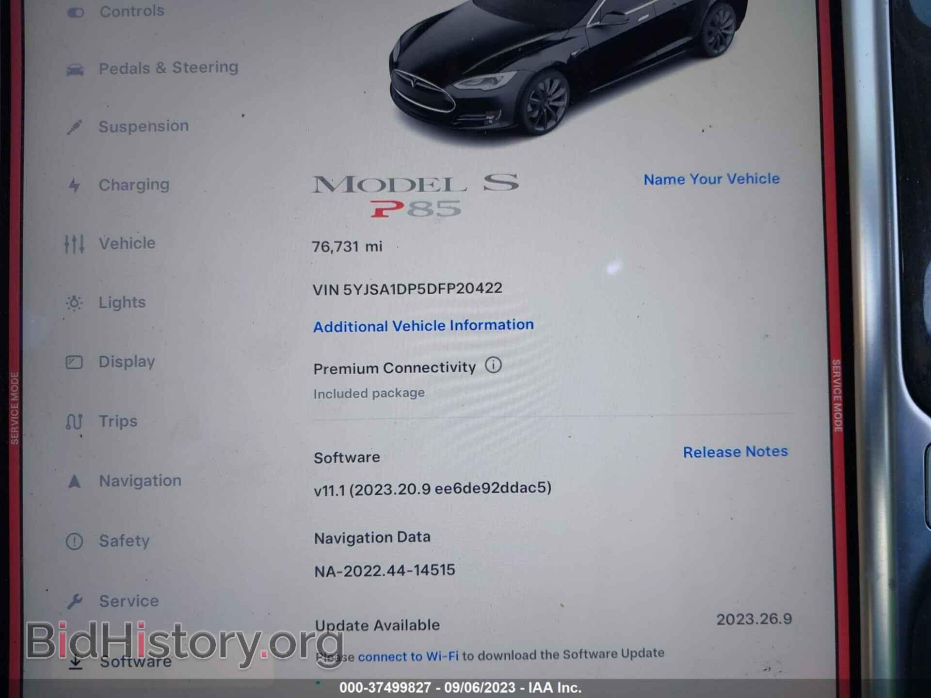 2013 TESLA MODEL S - VIN: 5YJSA1DP5DFP20422 - Photo 9