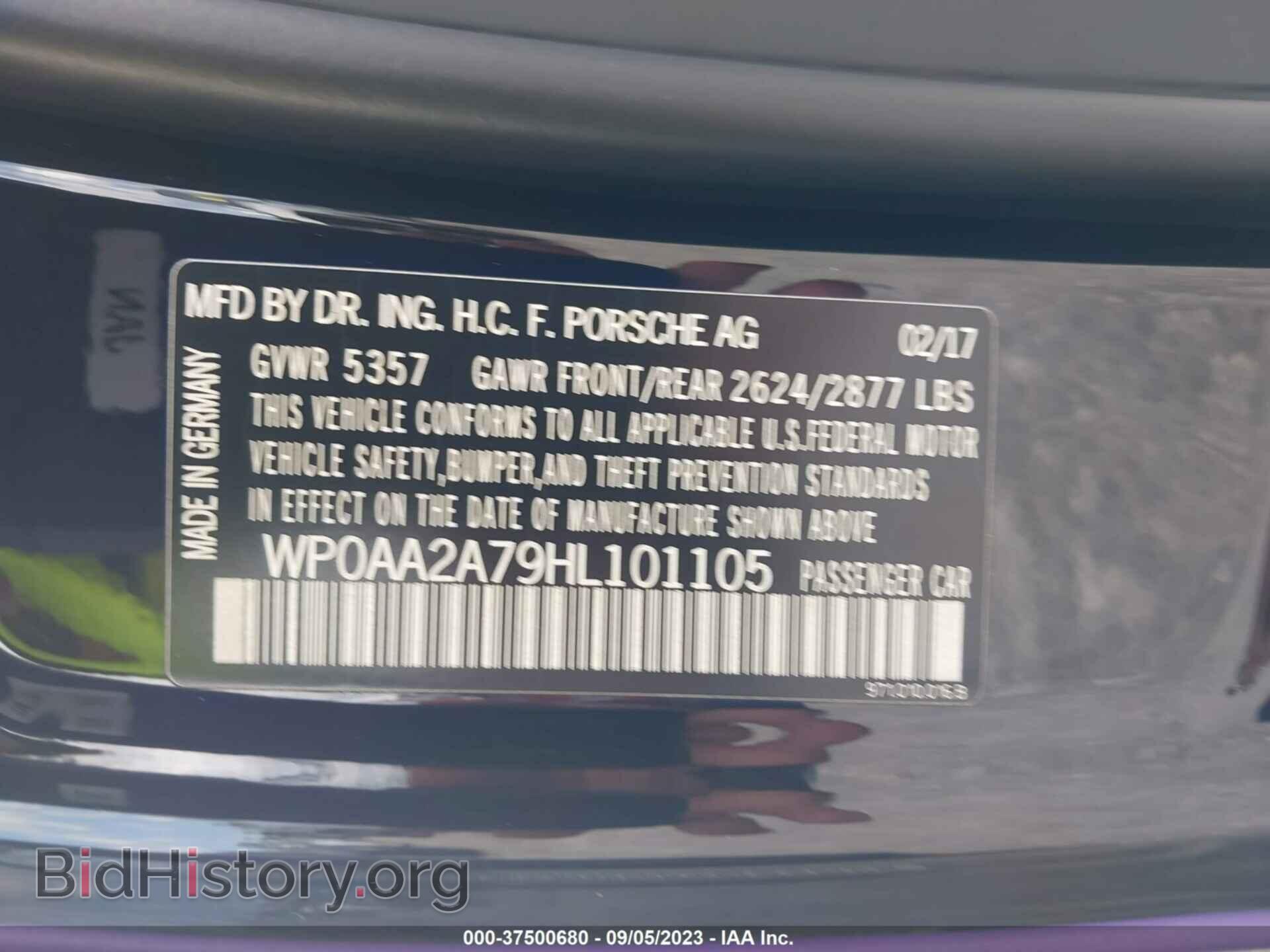 2017 PORSCHE PANAMERA - VIN: WP0AA2A79HL101105 - Фото 9