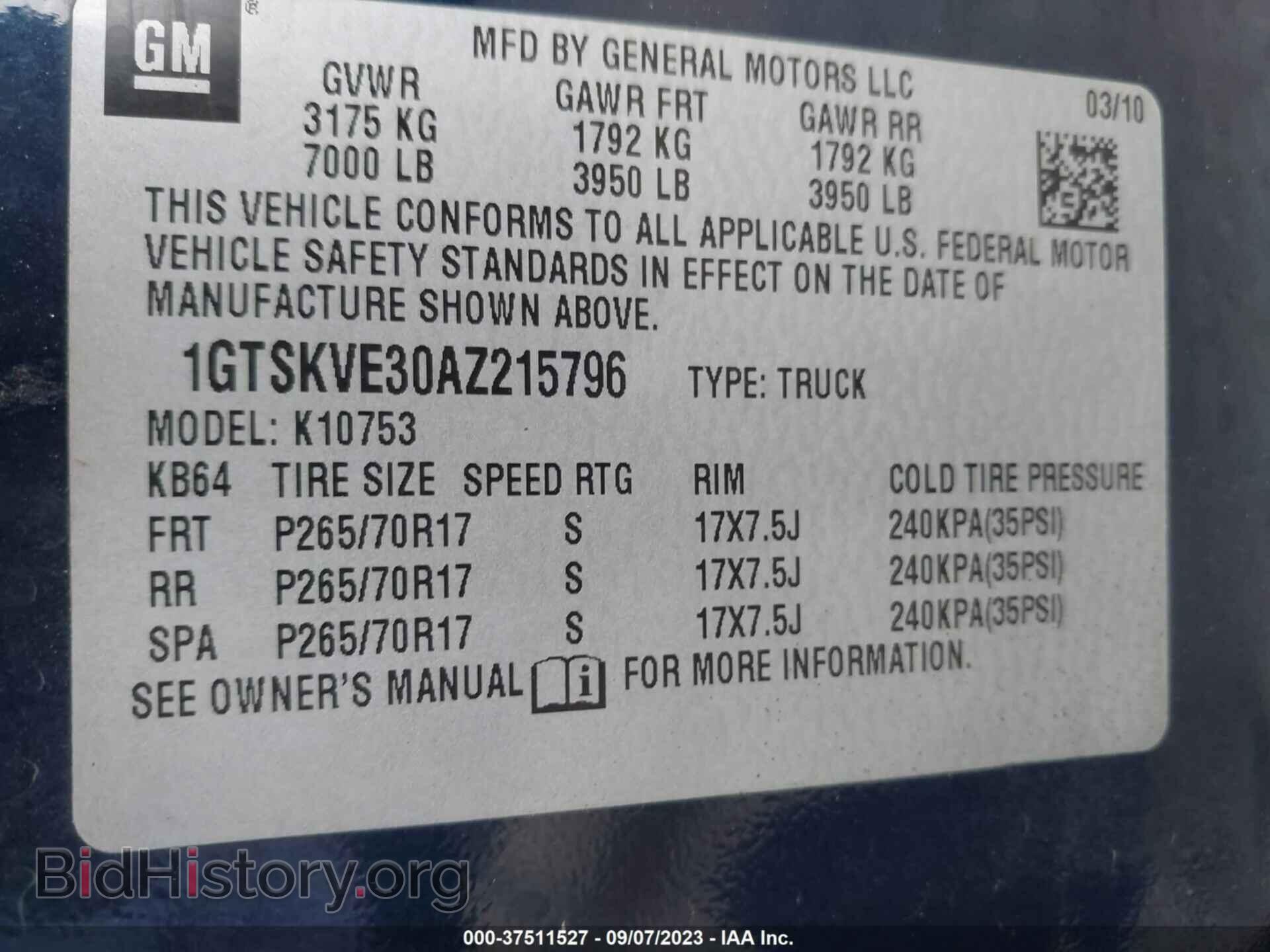 2010 GMC SIERRA 1500 - VIN: 1GTSKVE30AZ215796 - Фото 9