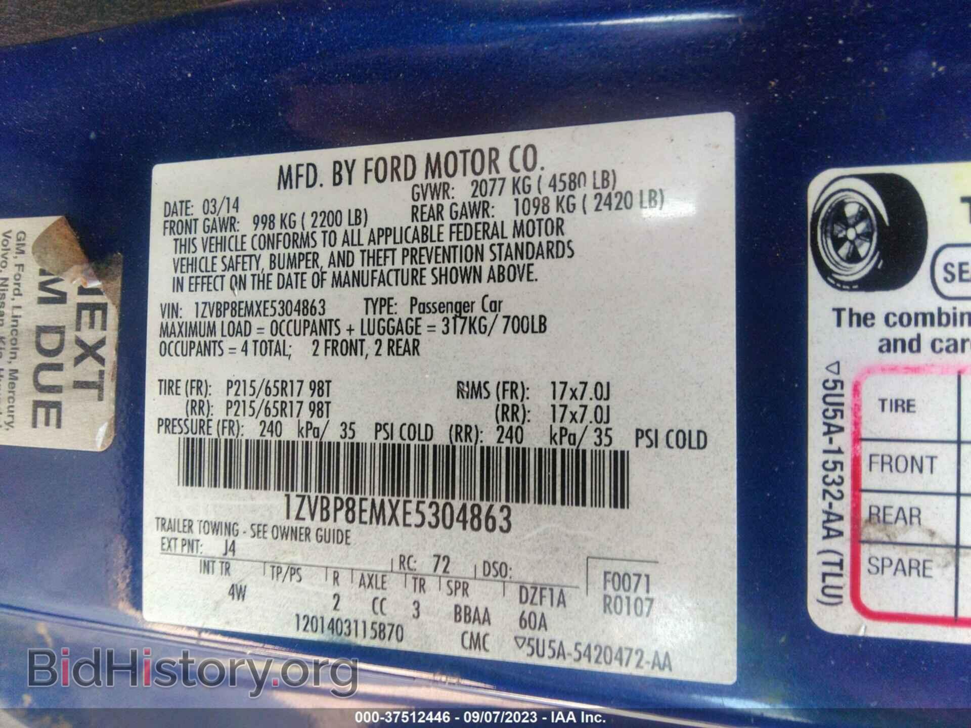 2014 FORD MUSTANG - VIN: 1ZVBP8EMXE5304863 - Фото 9