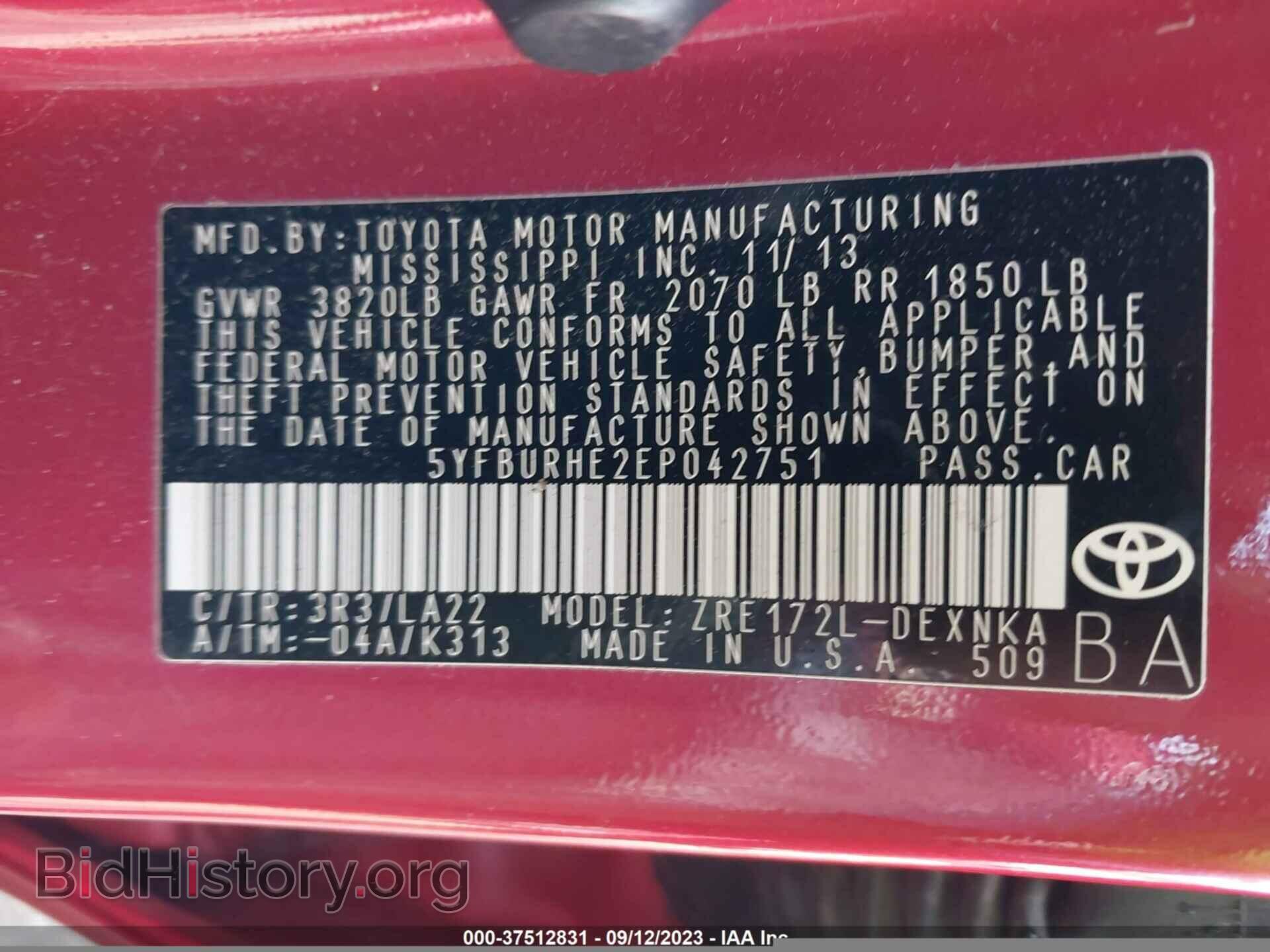 2014 TOYOTA COROLLA - VIN: 5YFBURHE2EP042751 - Photo 9