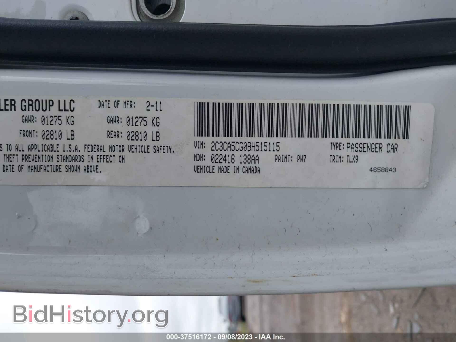 2011 CHRYSLER 300 - VIN: 2C3CA5CG0BH515115 - Фото 9