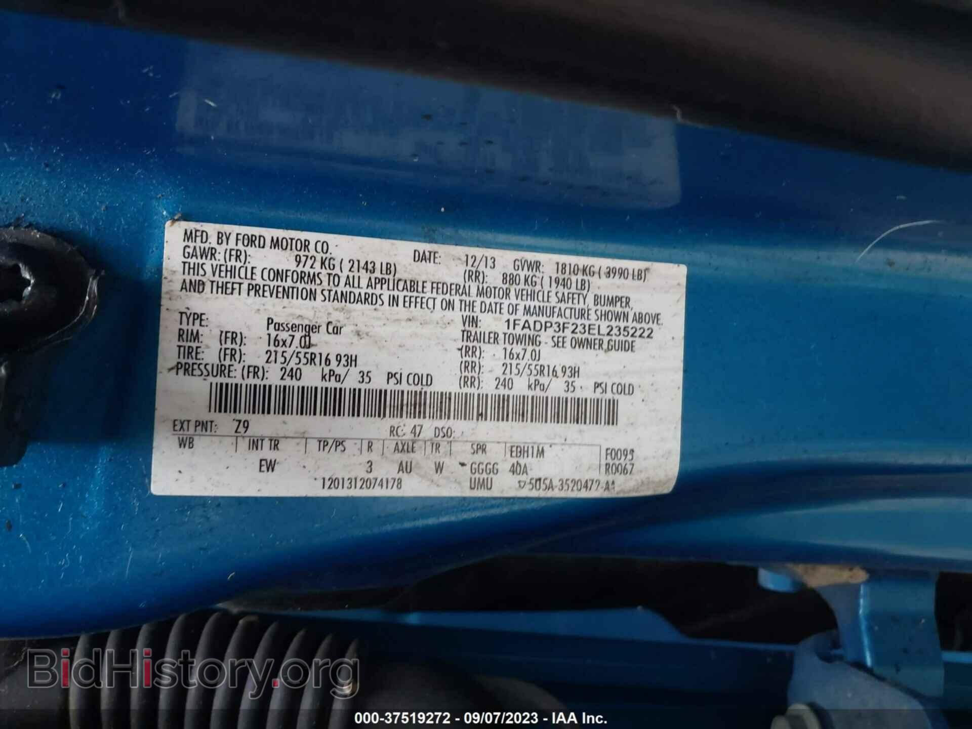 2014 FORD FOCUS - VIN: 1FADP3F23EL235222 - Фото 9