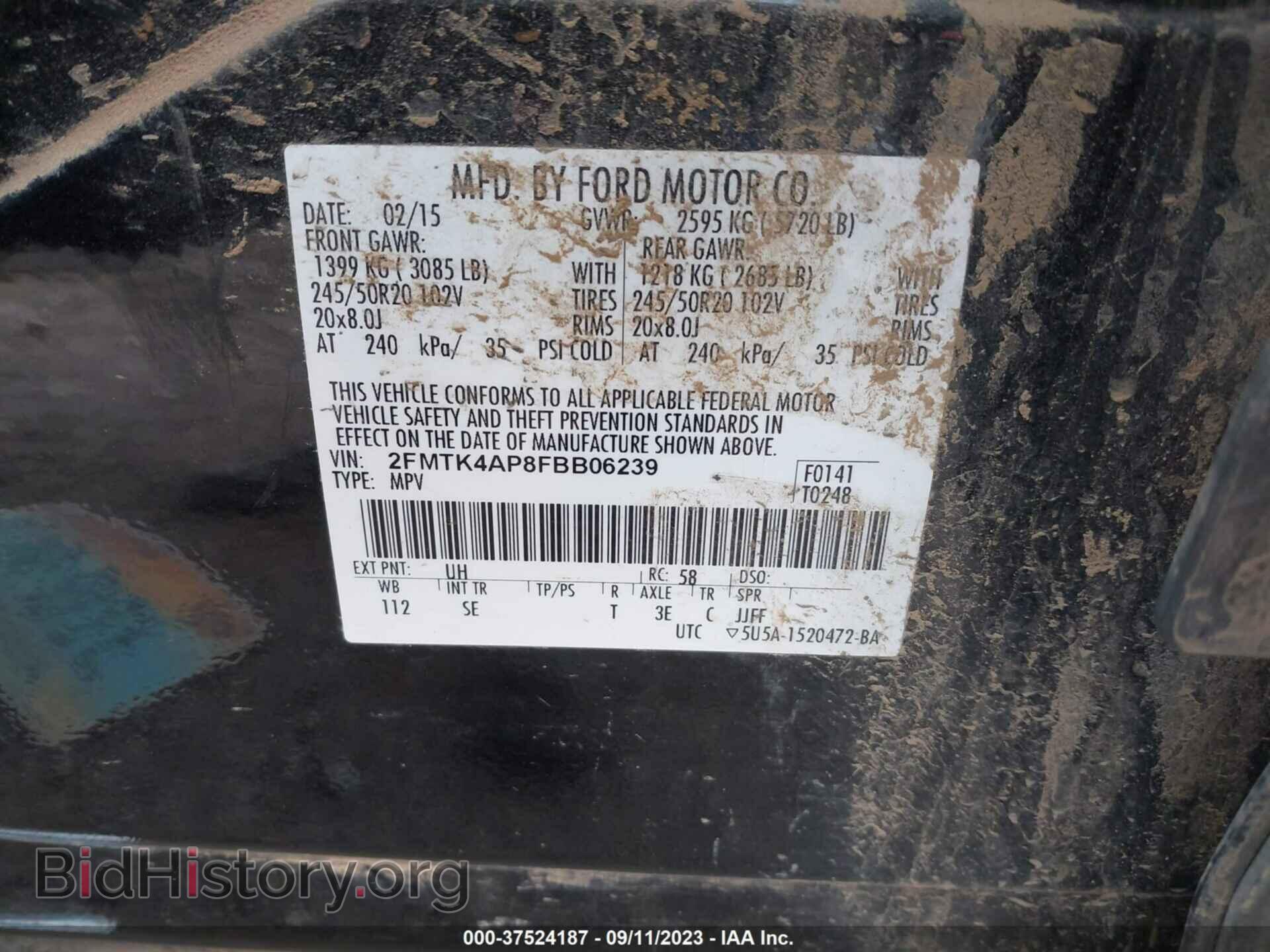 2015 FORD EDGE - VIN: 2FMTK4AP8FBB06239 - Photo 9