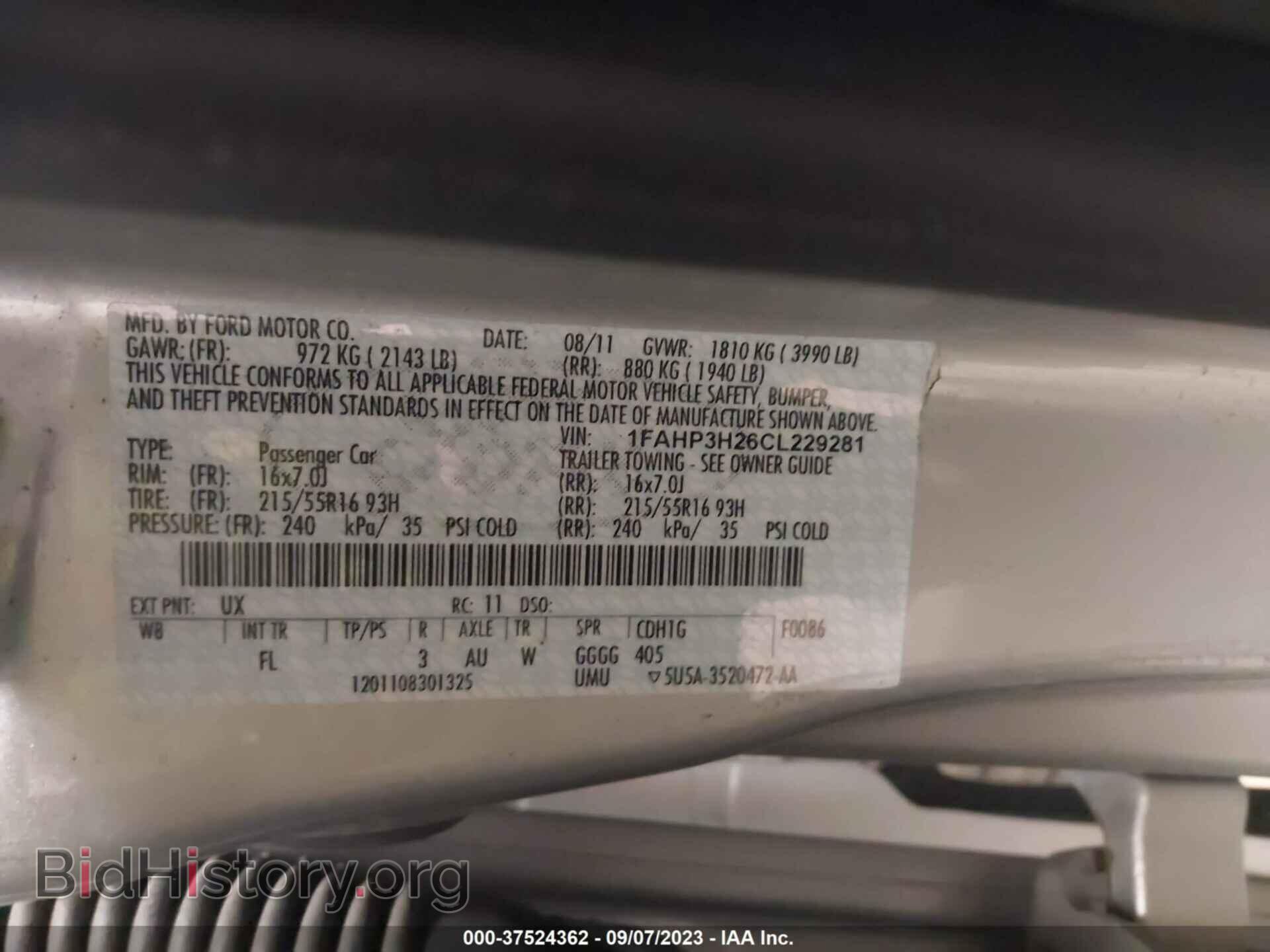 2012 FORD FOCUS - VIN: 1FAHP3H26CL229281 - Фото 9
