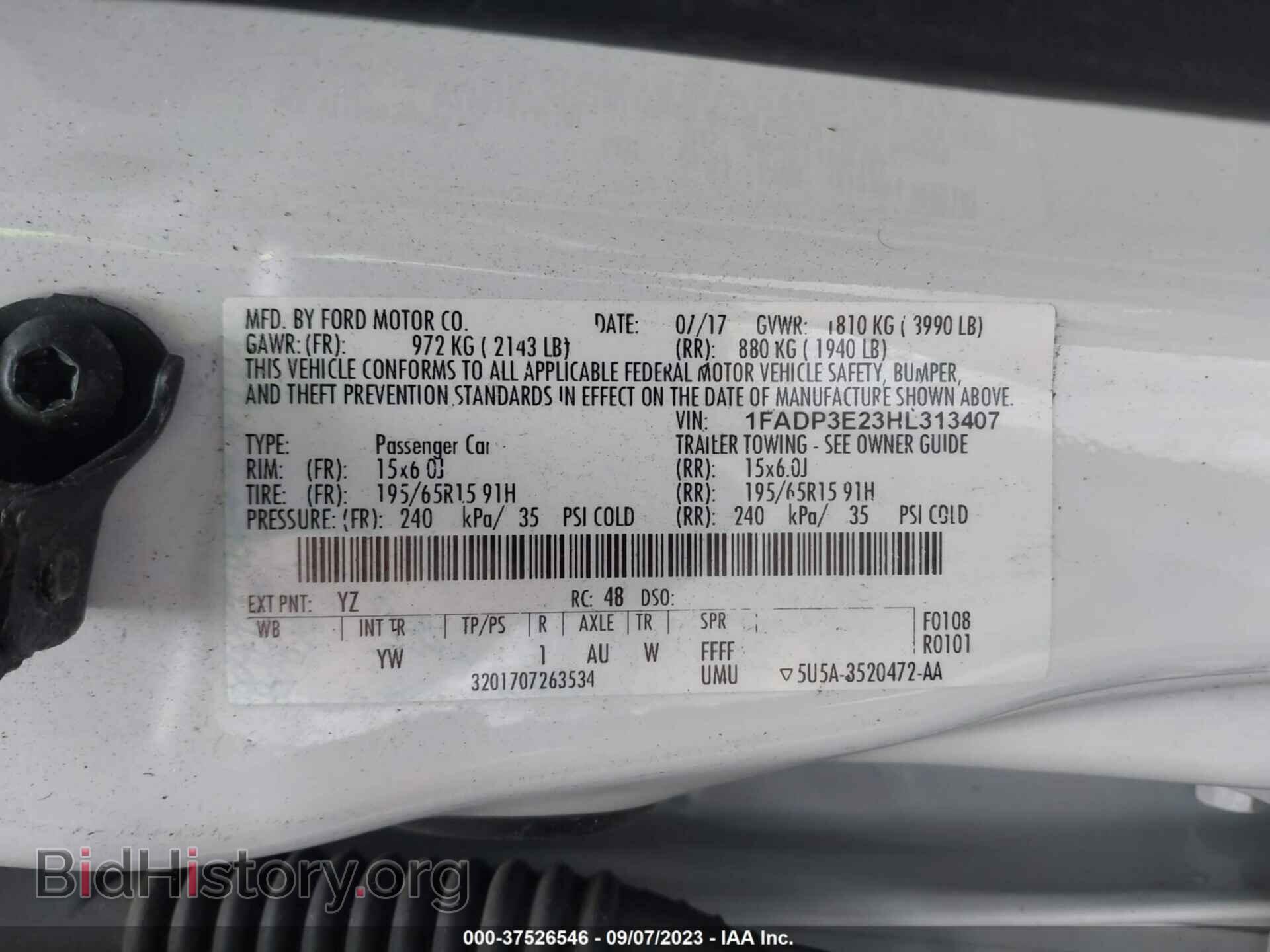 2017 FORD FOCUS - VIN: 1FADP3E23HL313407 - Фото 9
