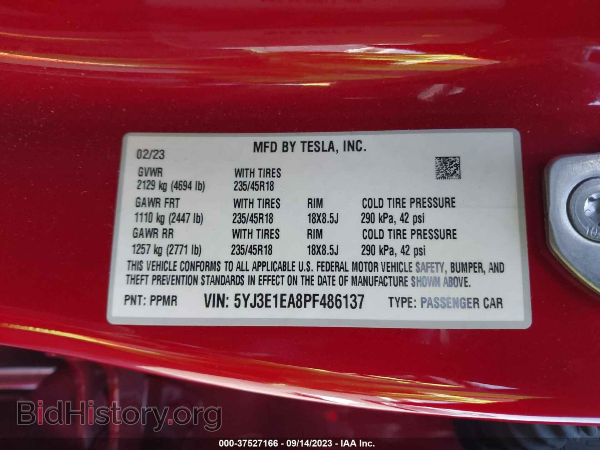 2023 TESLA MODEL 3 - VIN: 5YJ3E1EA8PF486137 - Фото 9