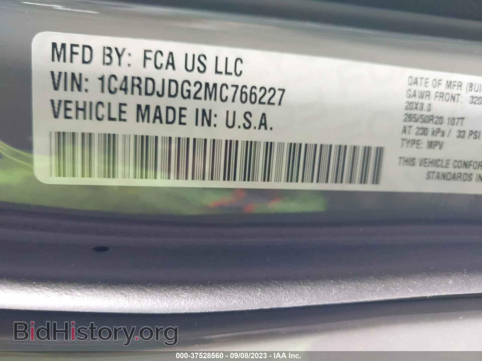 2021 DODGE DURANGO - VIN: 1C4RDJDG2MC766227 - Фото 9