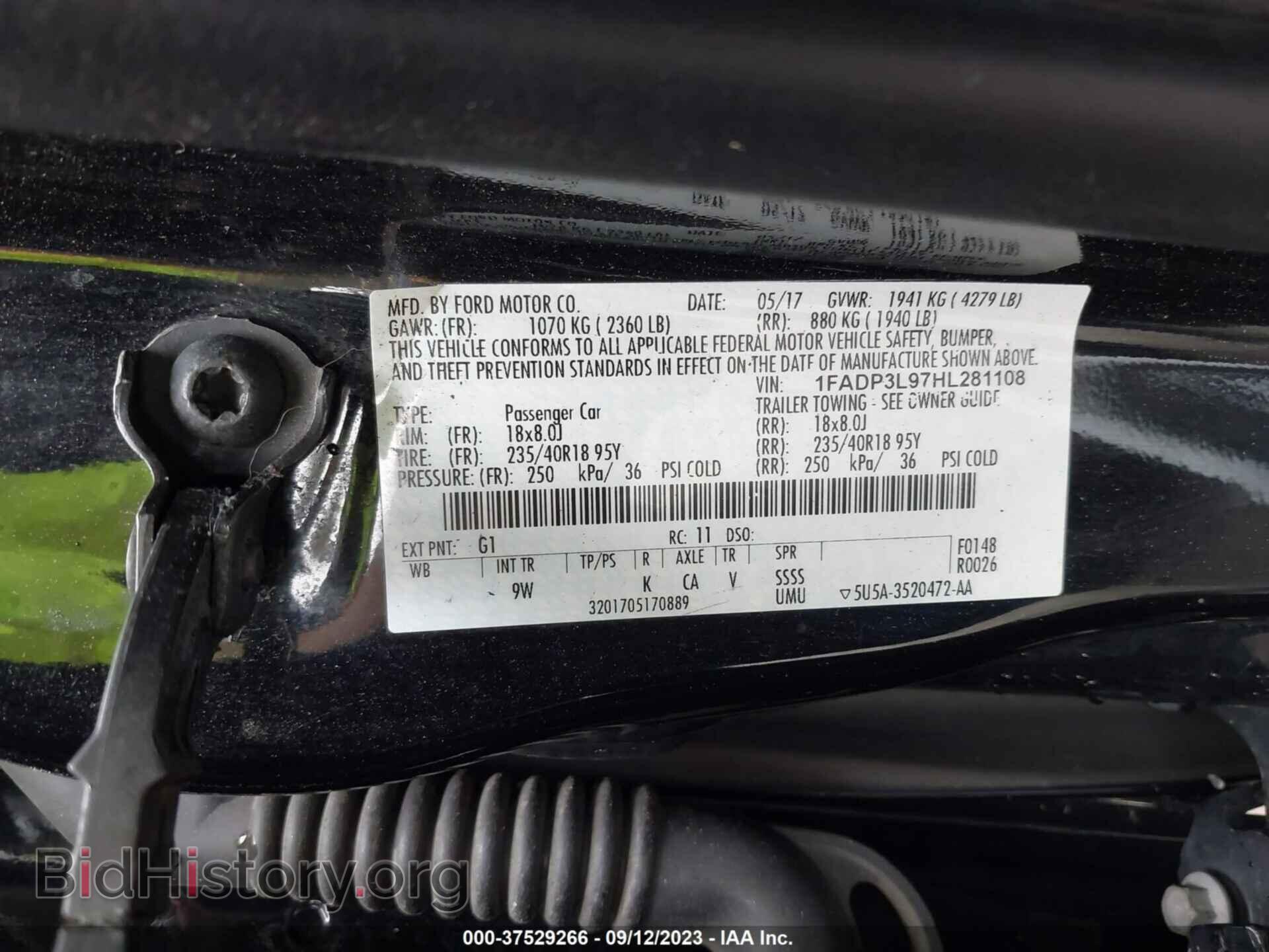 2017 FORD FOCUS - VIN: 1FADP3L97HL281108 - Фото 9