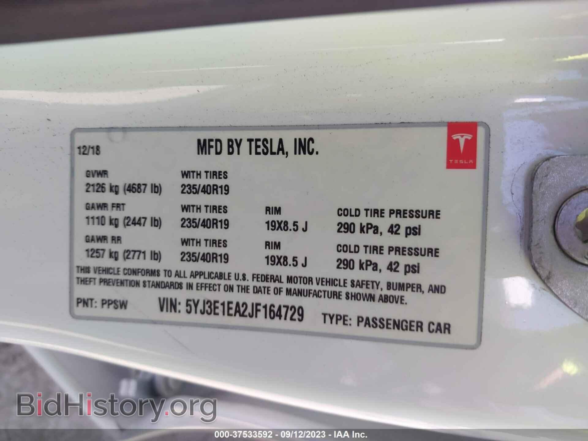 2018 TESLA MODEL 3 - VIN: 5YJ3E1EA2JF164729 - Photo 9
