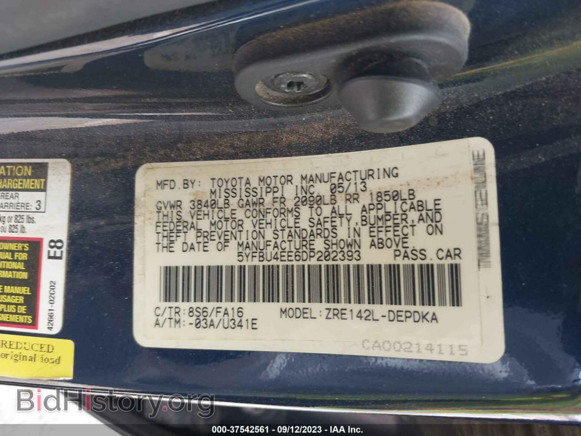 2013 TOYOTA COROLLA - VIN: 5YFBU4EE6DP202393 - Фото 9