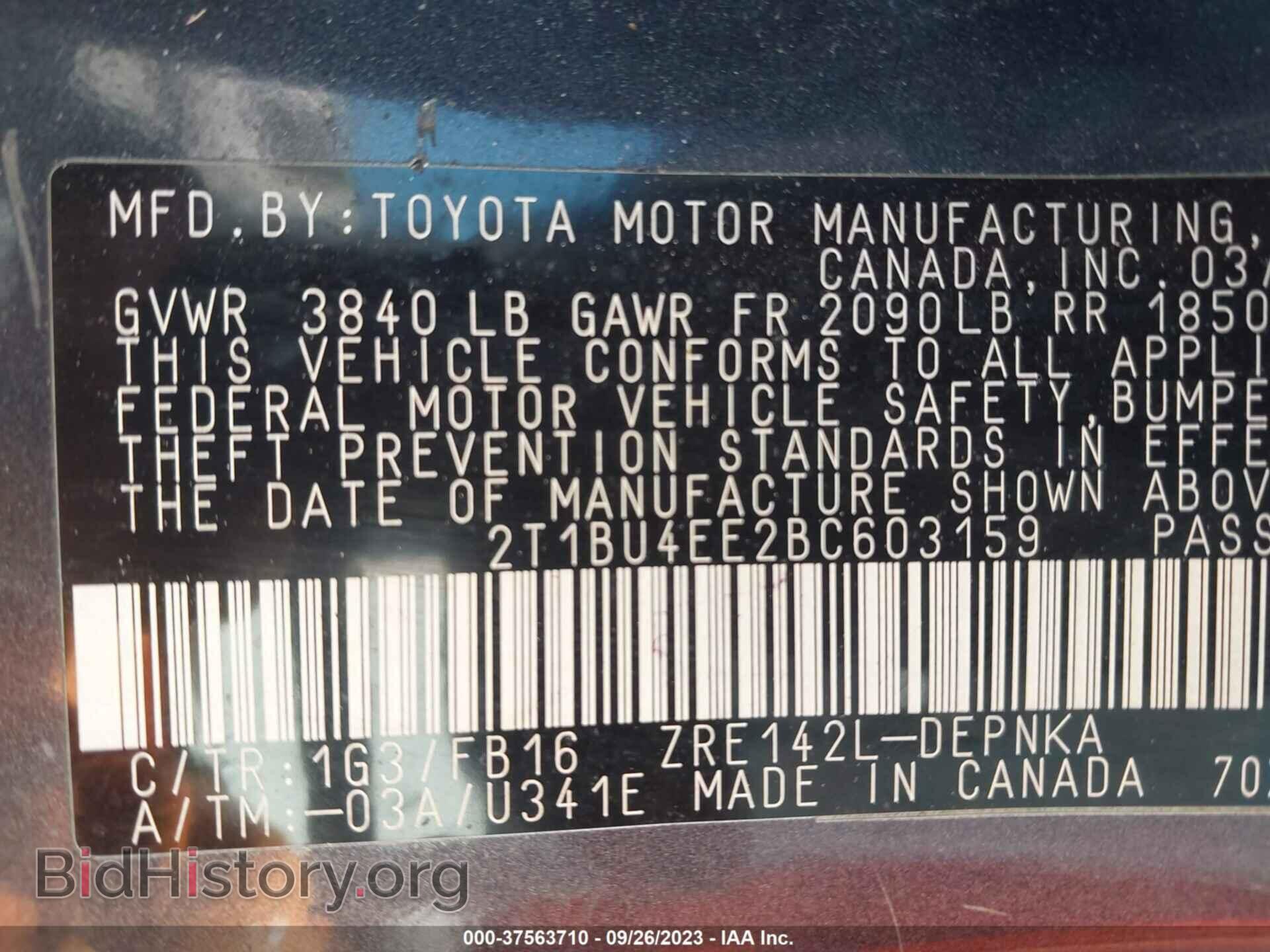 2011 TOYOTA COROLLA - VIN: 2T1BU4EE2BC603159 - Фото 9
