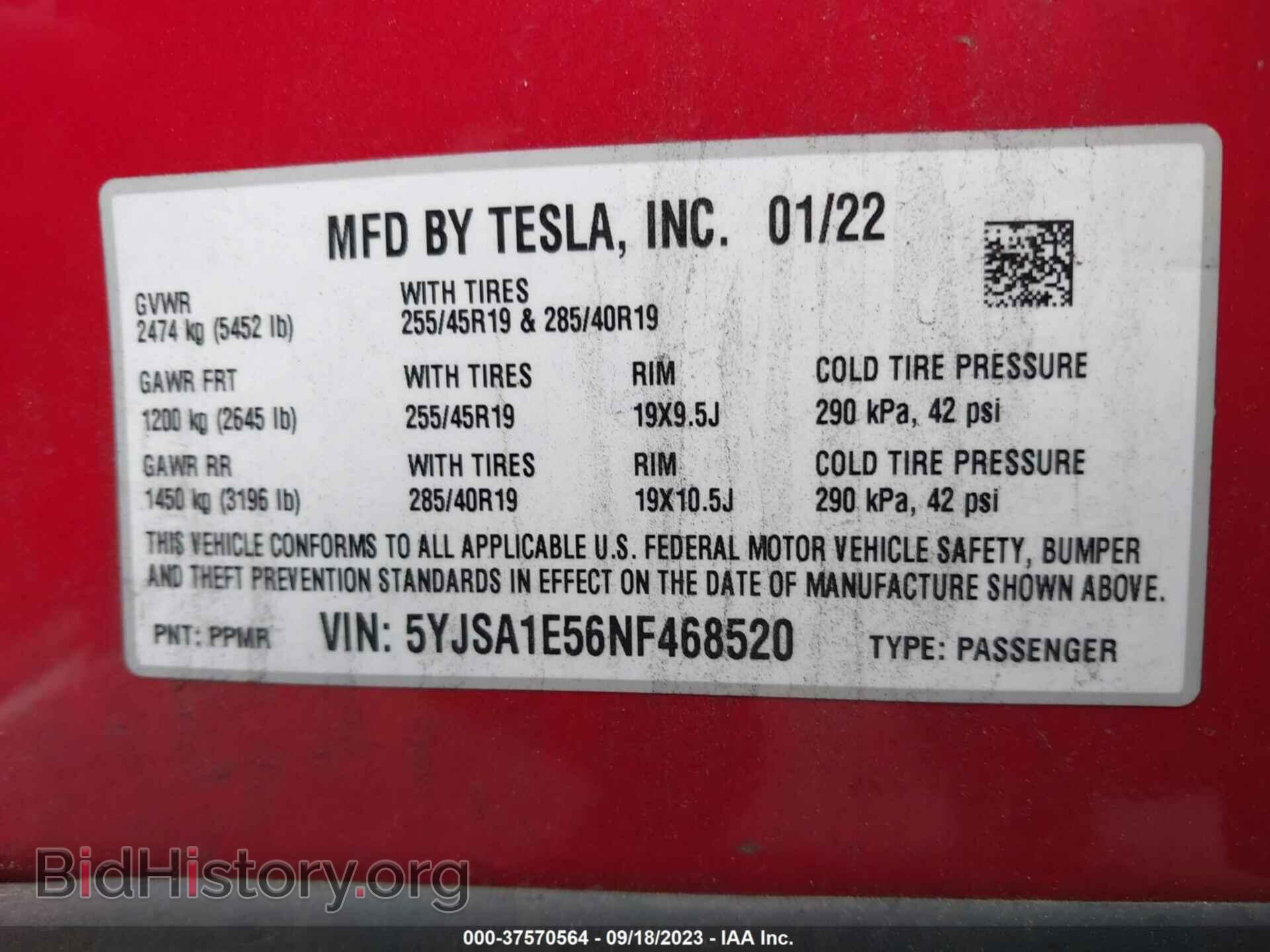 2022 TESLA MODEL S - VIN: 5YJSA1E56NF468520 - Photo 9