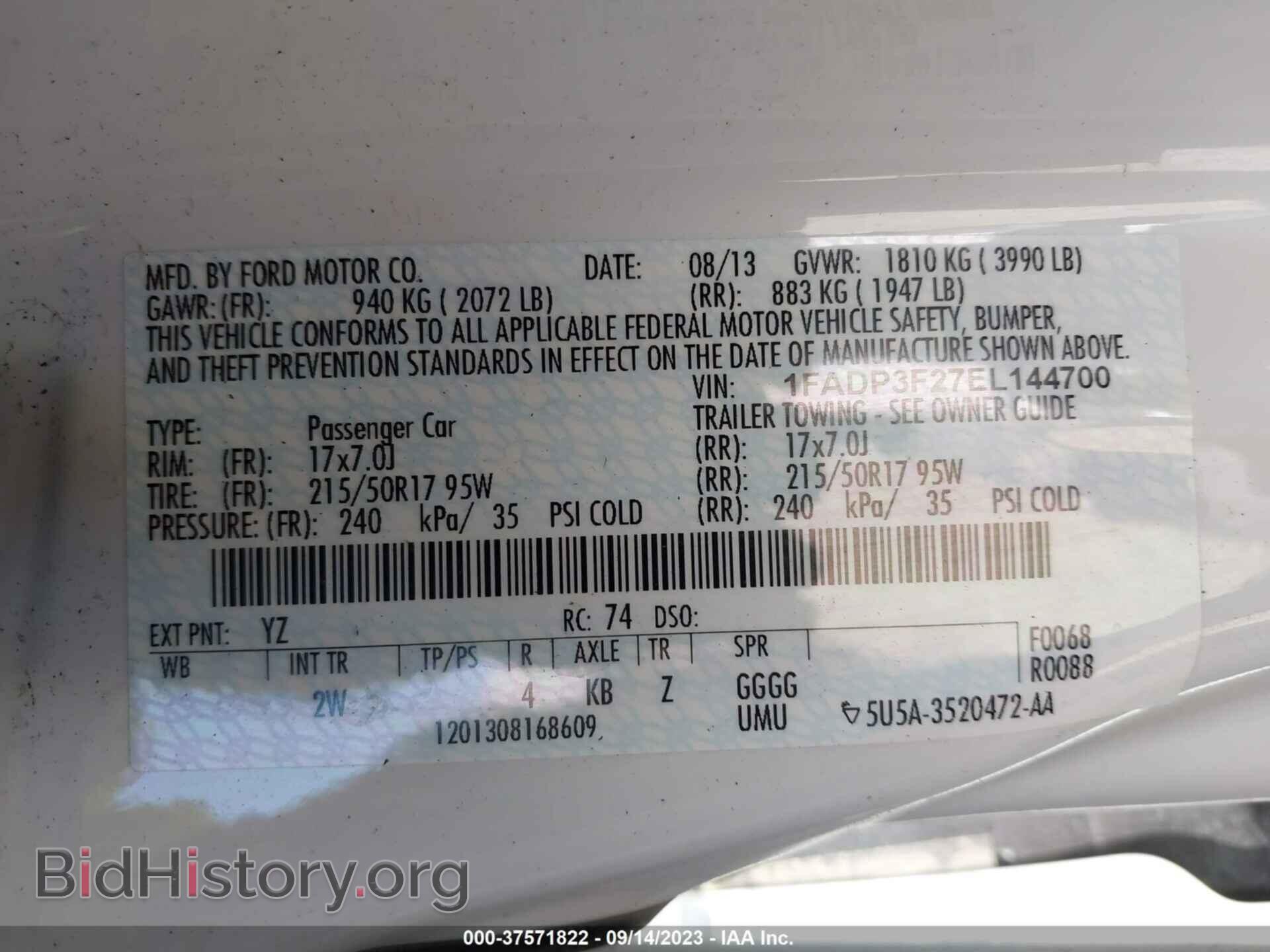 2014 FORD FOCUS - VIN: 1FADP3F27EL144700 - Фото 9