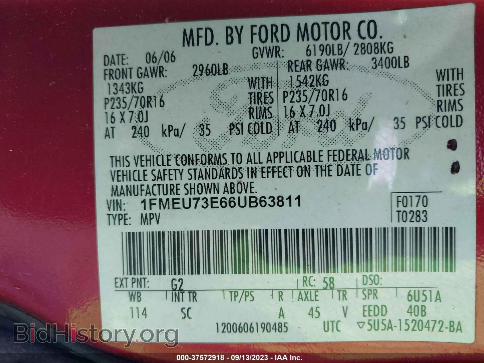 2006 FORD EXPLORER - VIN: 1FMEU73E66UB63811 - Фото 9