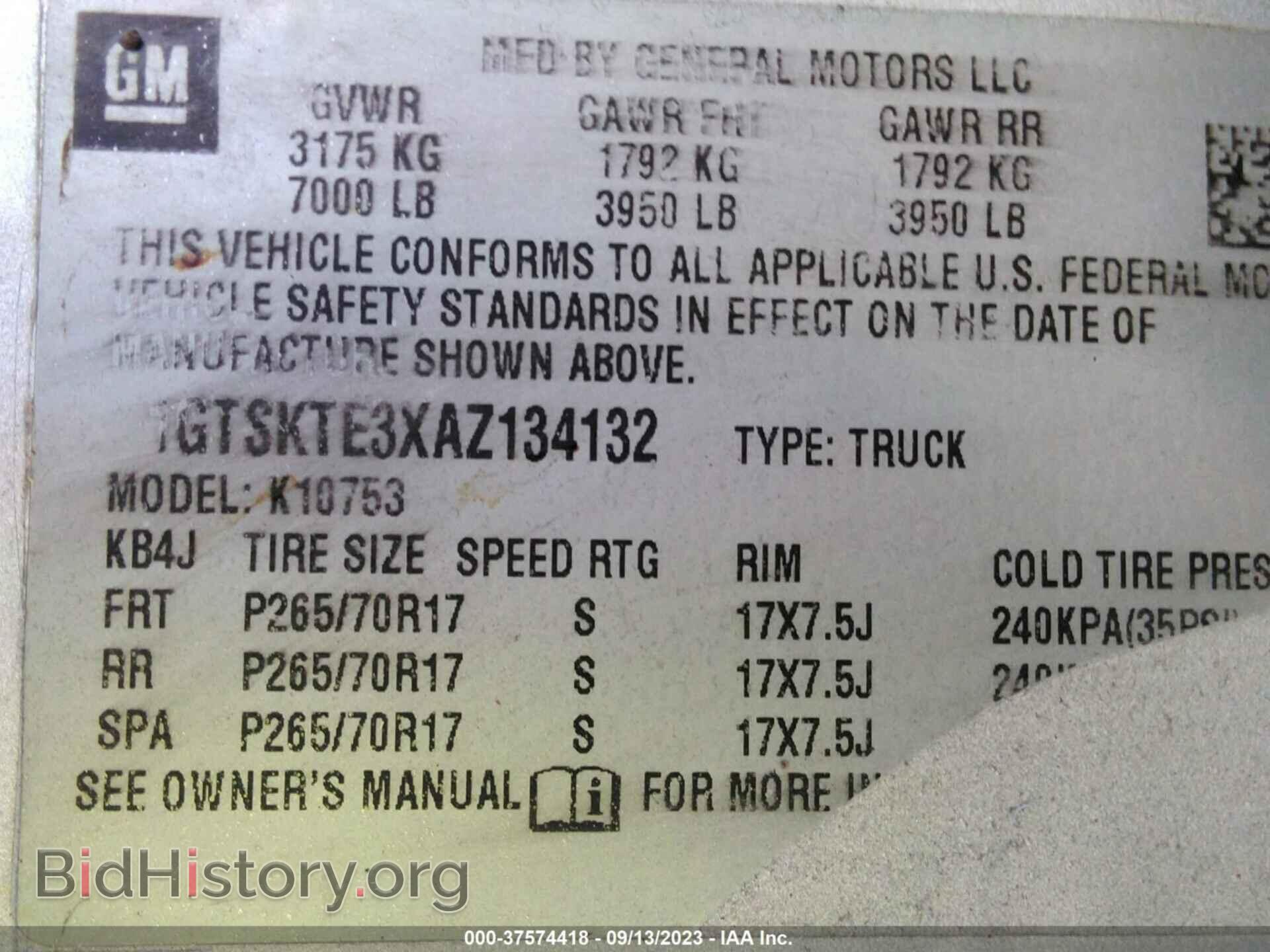 2010 GMC SIERRA 1500 - VIN: 1GTSKTE3XAZ134132 - Фото 9