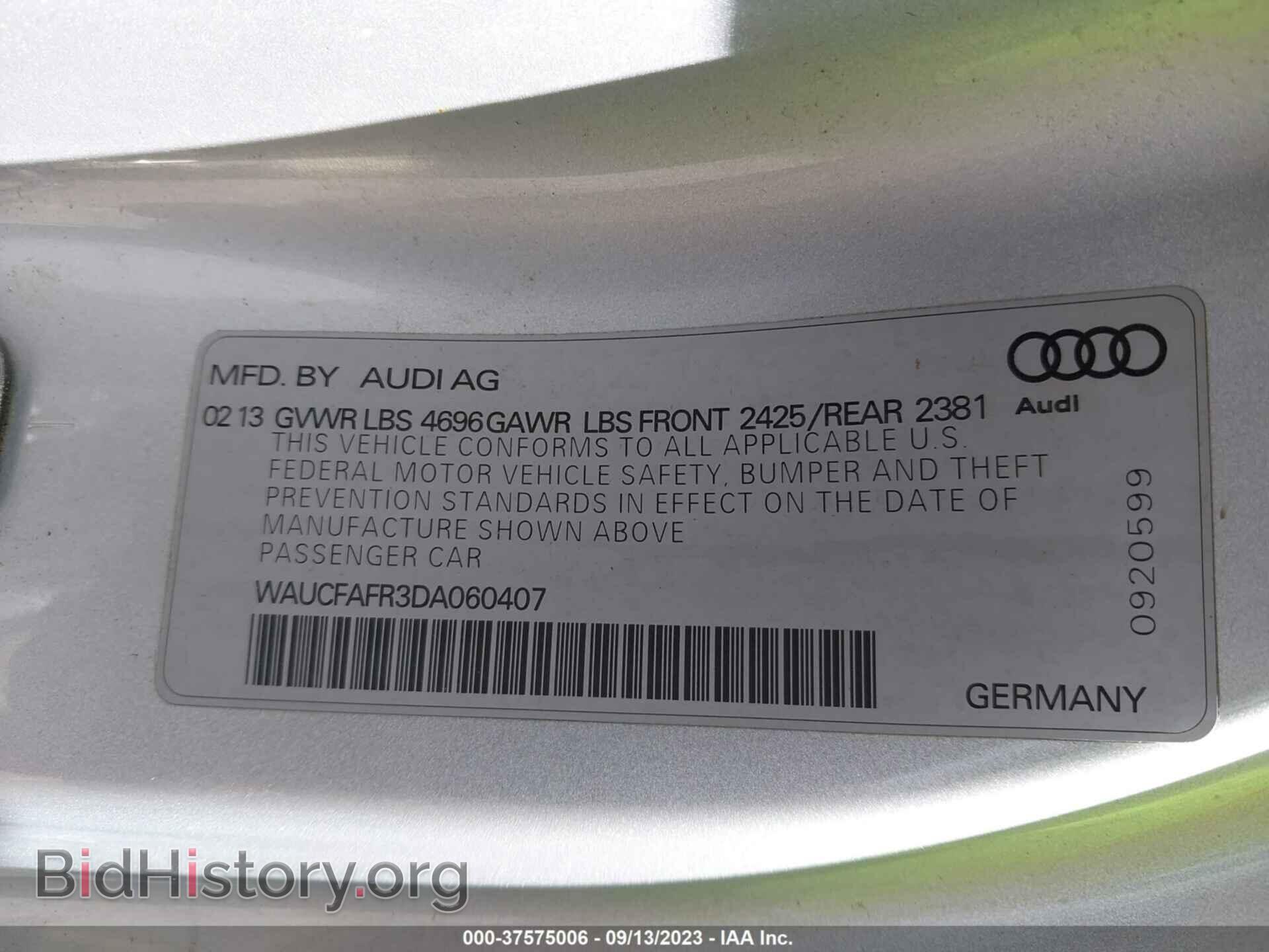 2013 AUDI A5 - VIN: WAUCFAFR3DA060407 - Фото 9