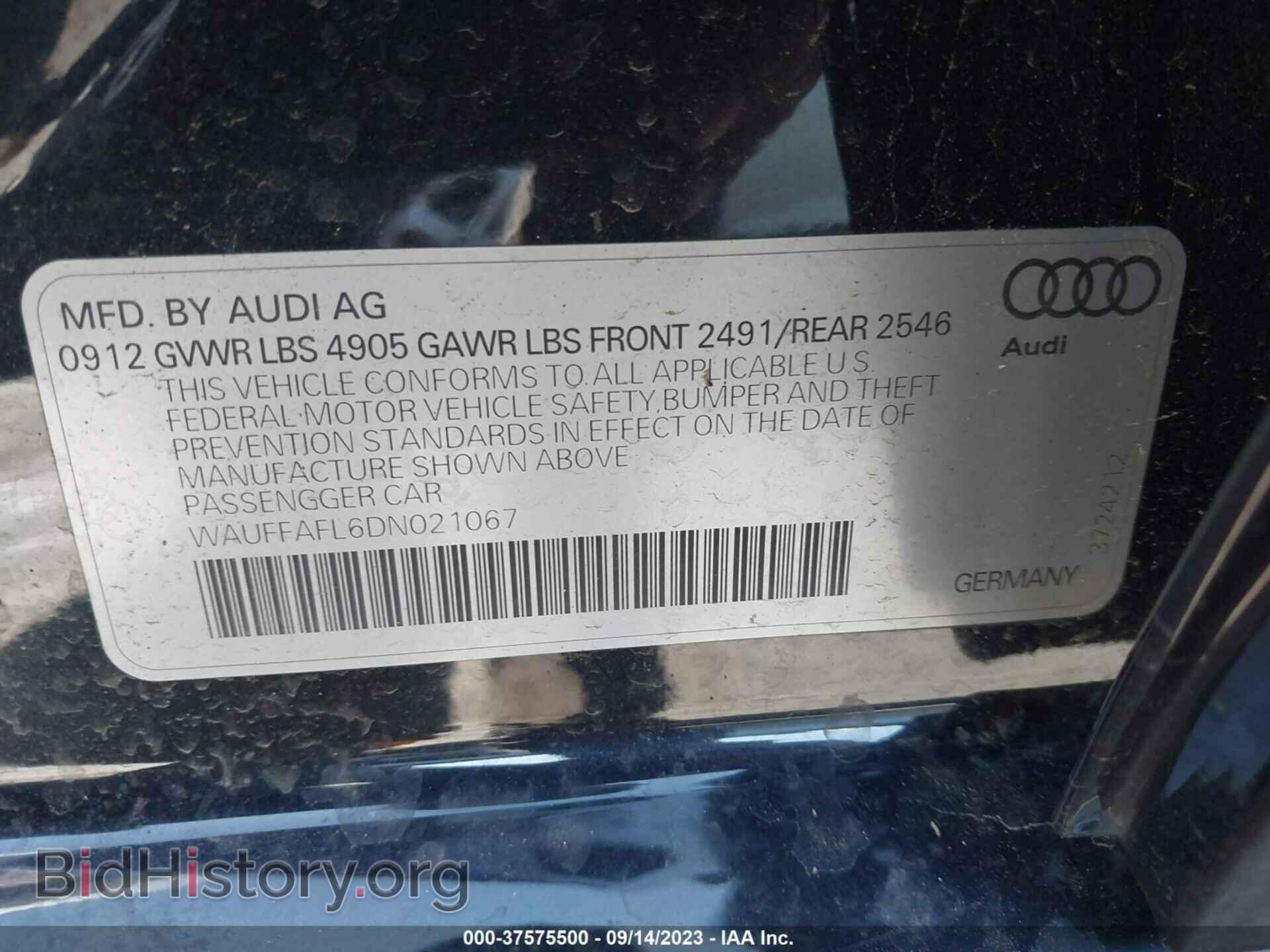 2013 AUDI A4 - VIN: WAUFFAFL6DN021067 - Фото 9