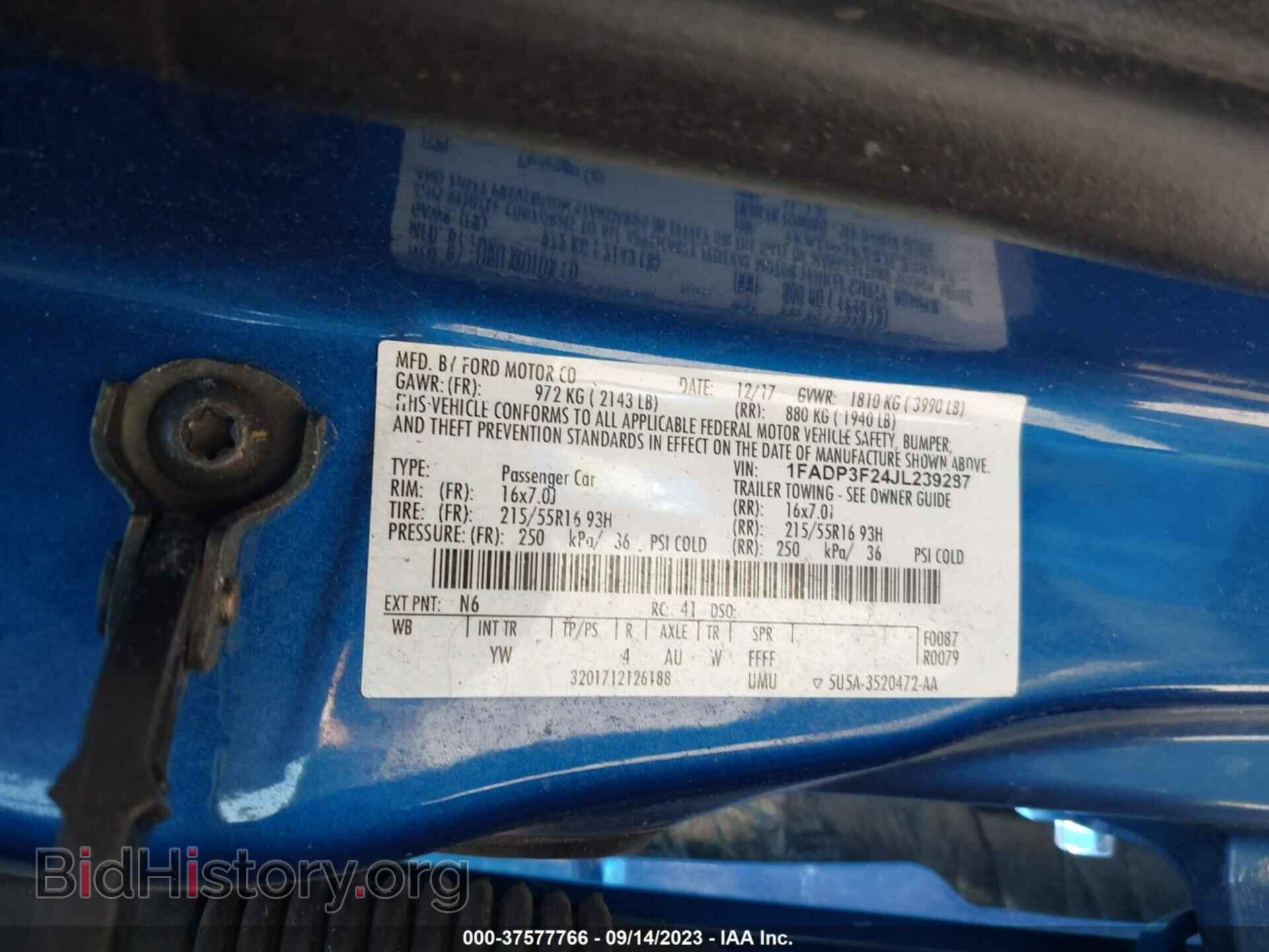 2018 FORD FOCUS - VIN: 1FADP3F24JL239287 - Фото 9