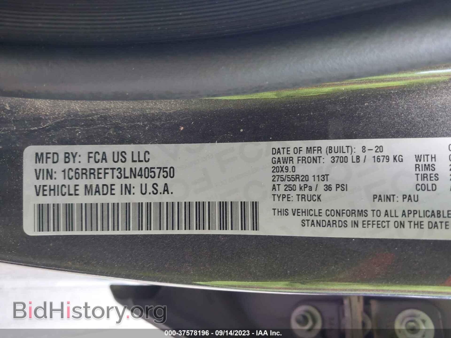 2020 RAM 1500 - VIN: 1C6RREFT3LN405750 - Фото 9