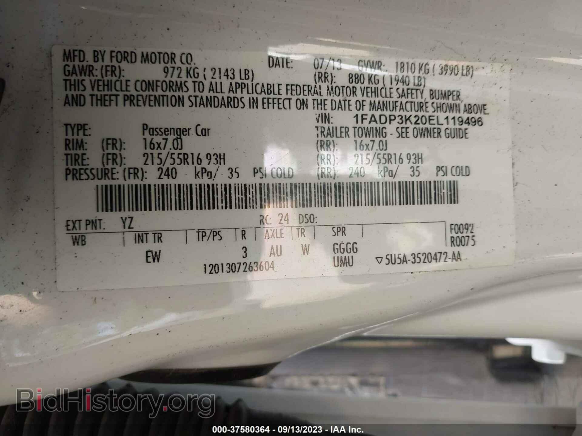 2014 FORD FOCUS - VIN: 1FADP3K20EL119496 - Photo 9