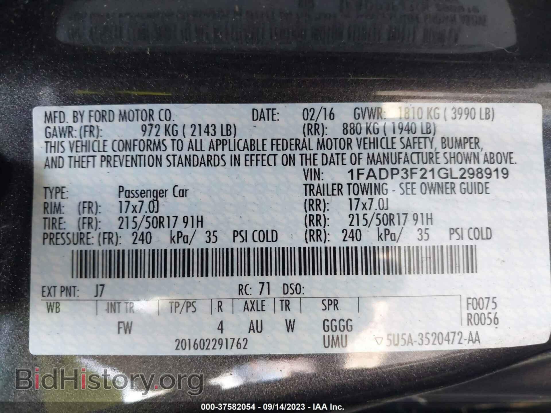 2016 FORD FOCUS - VIN: 1FADP3F21GL298919 - Фото 9