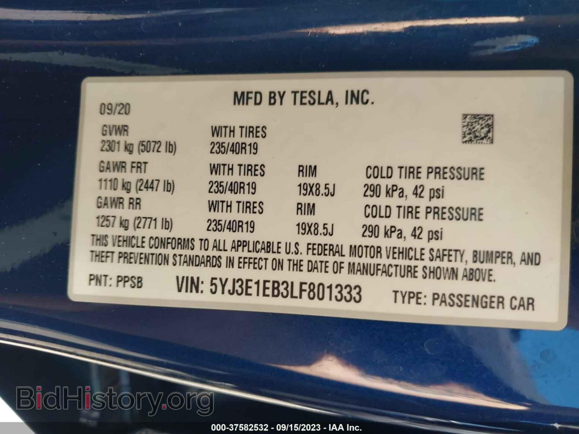 2020 TESLA MODEL 3 - VIN: 5YJ3E1EB3LF801333 - Photo 9