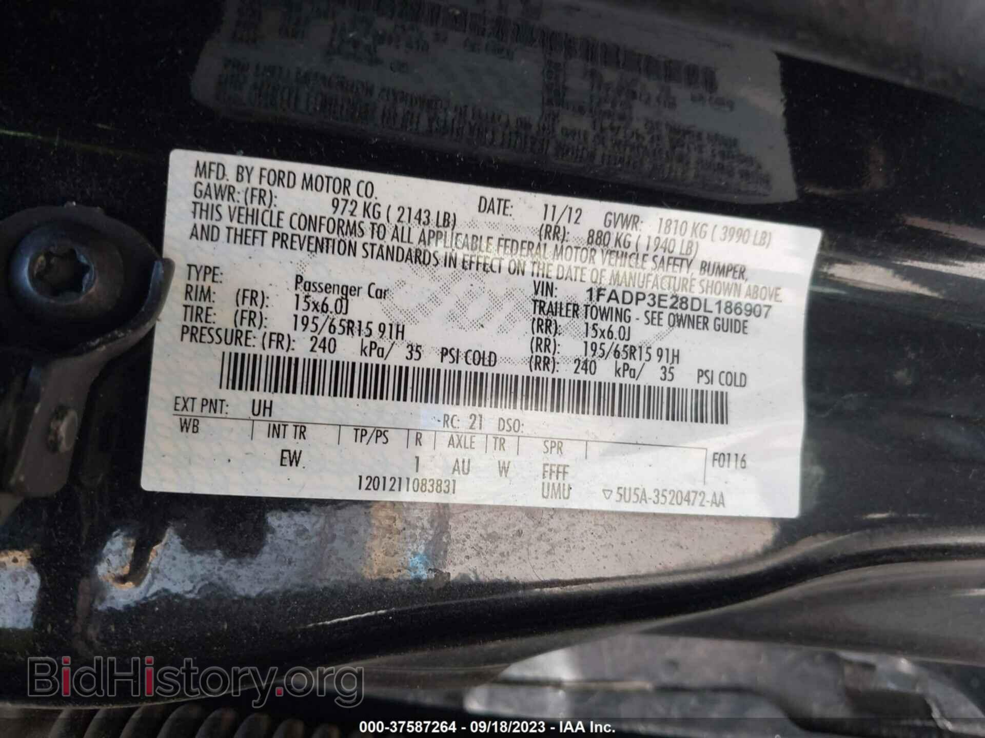 2013 FORD FOCUS - VIN: 1FADP3E28DL186907 - Фото 9
