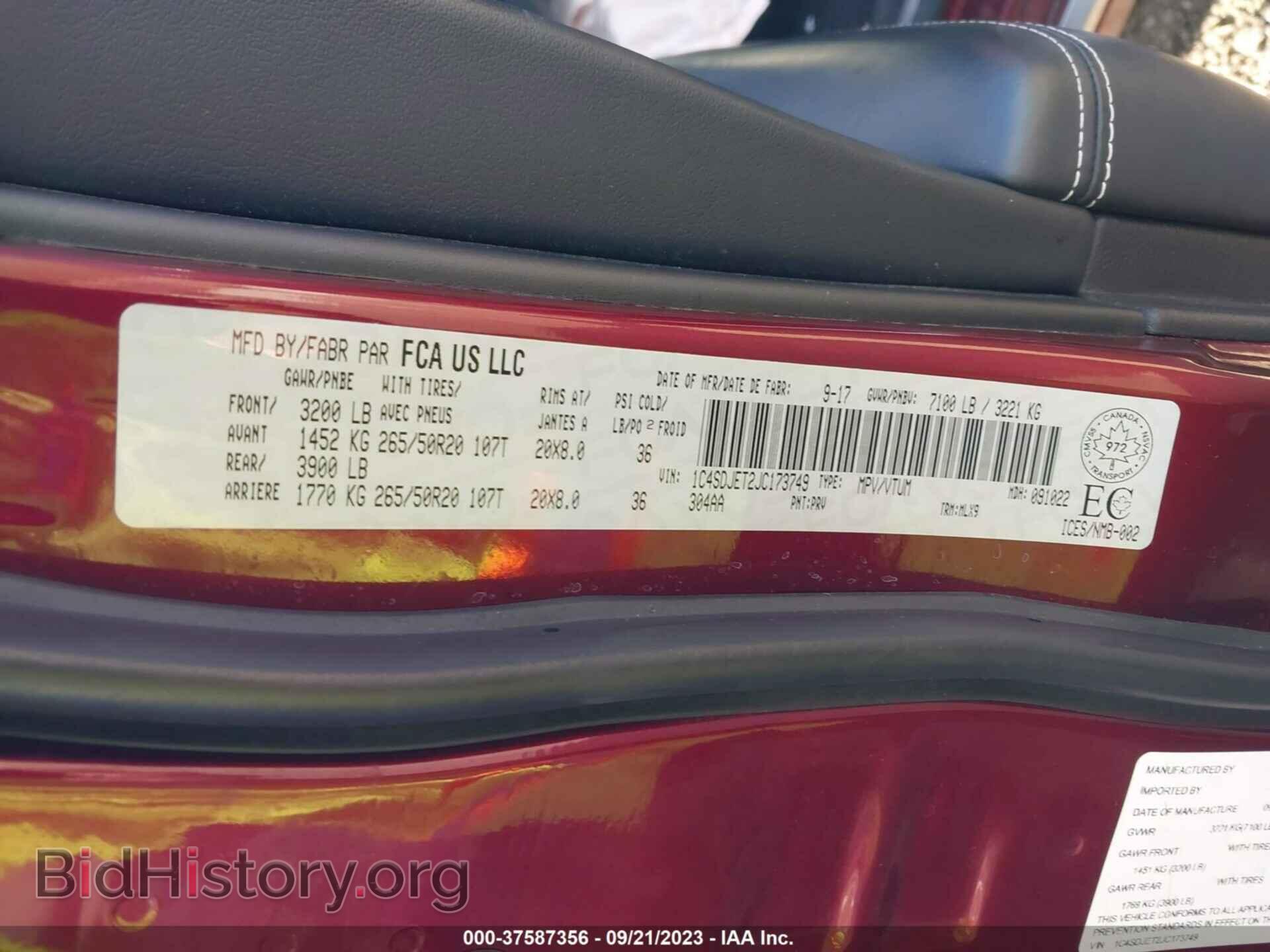 2018 DODGE DURANGO - VIN: 1C4SDJET2JC173749 - Photo 9