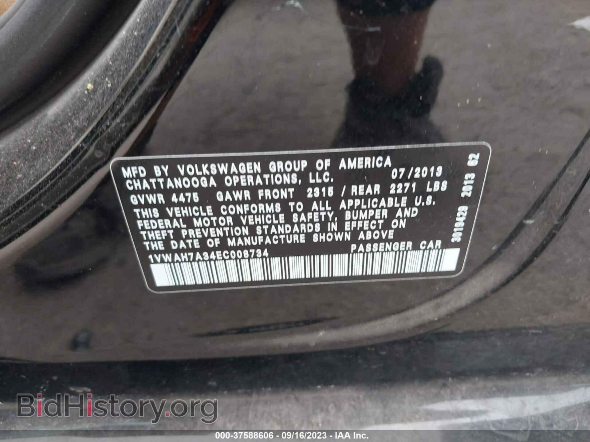 2014 VOLKSWAGEN PASSAT - VIN: 1VWAH7A34EC008734 - Фото 9