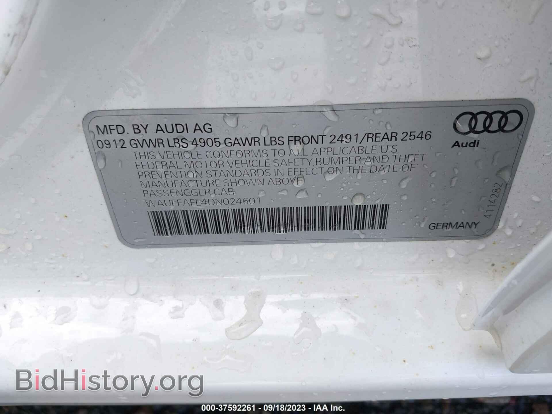 2013 AUDI A4 - VIN: WAUFFAFL4DN024601 - Фото 9