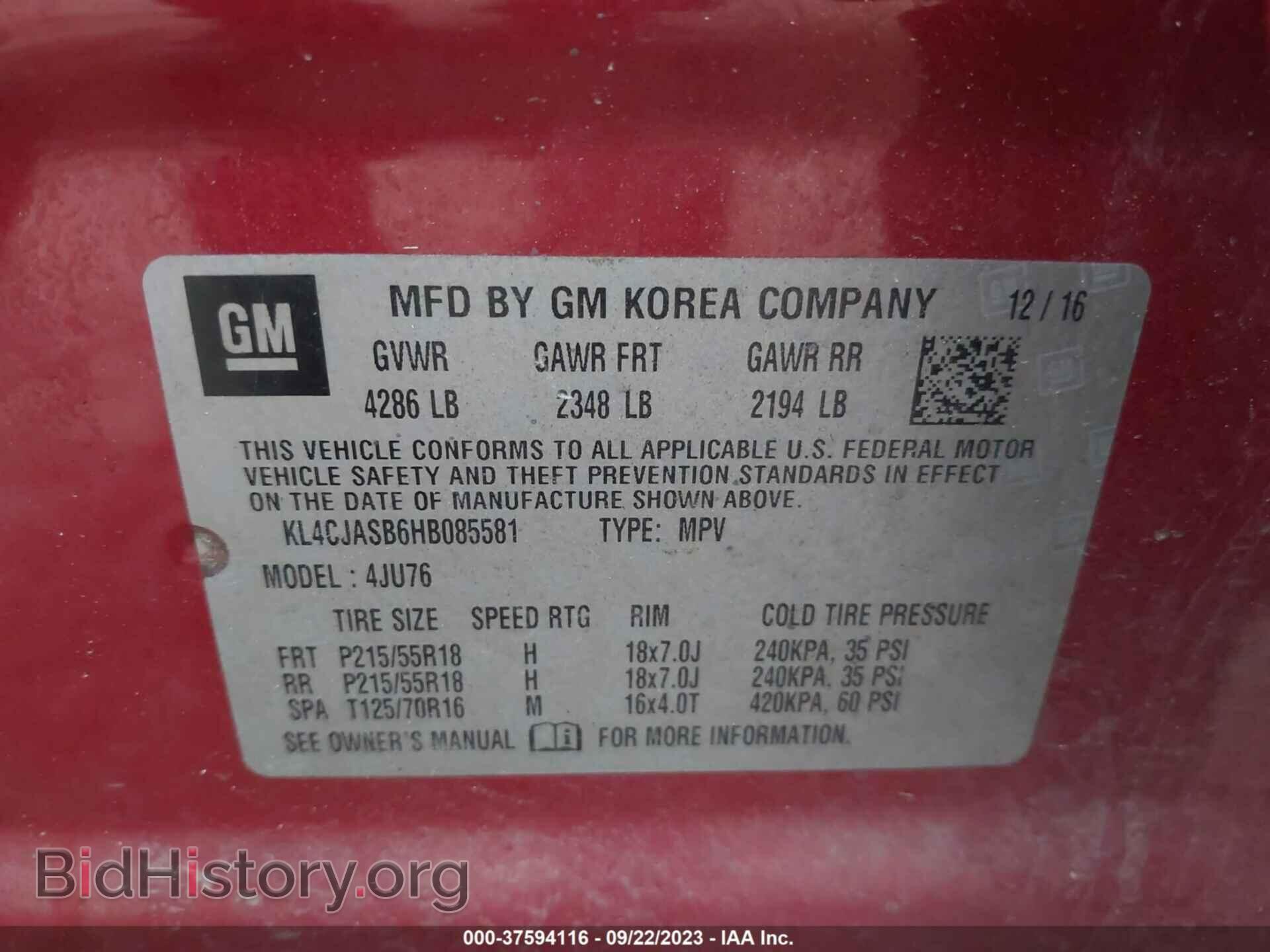2017 BUICK ENCORE - VIN: KL4CJASB6HB085581 - Photo 9