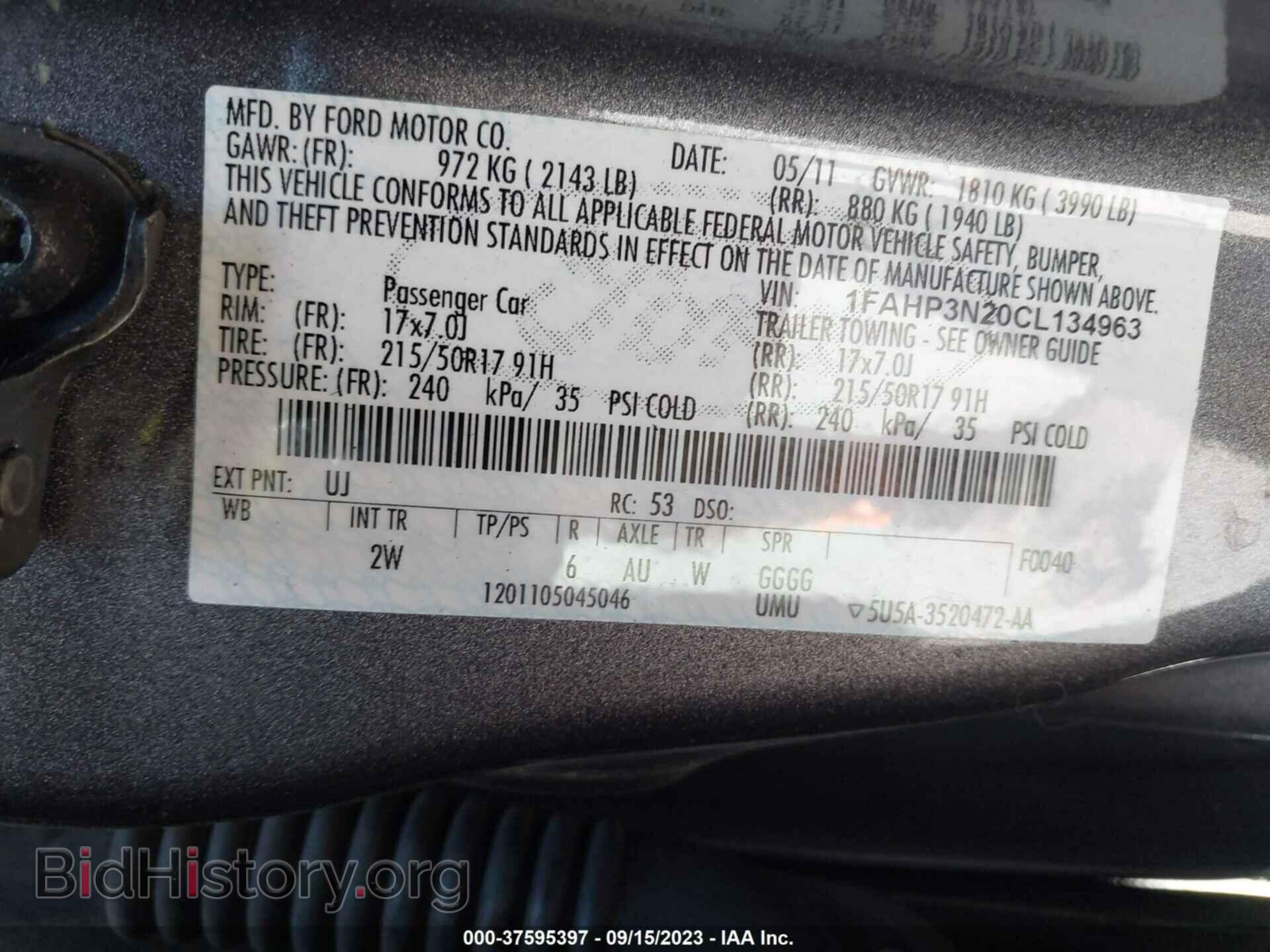 2012 FORD FOCUS - VIN: 1FAHP3N20CL134963 - Фото 9