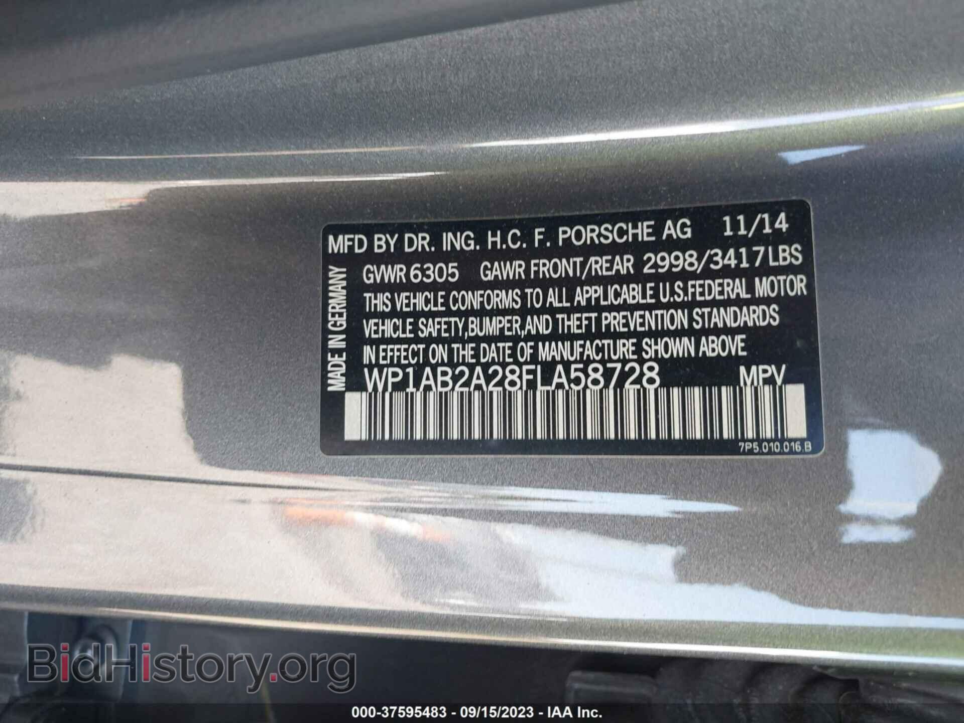 2015 PORSCHE CAYENNE - VIN: WP1AB2A28FLA58728 - Фото 9