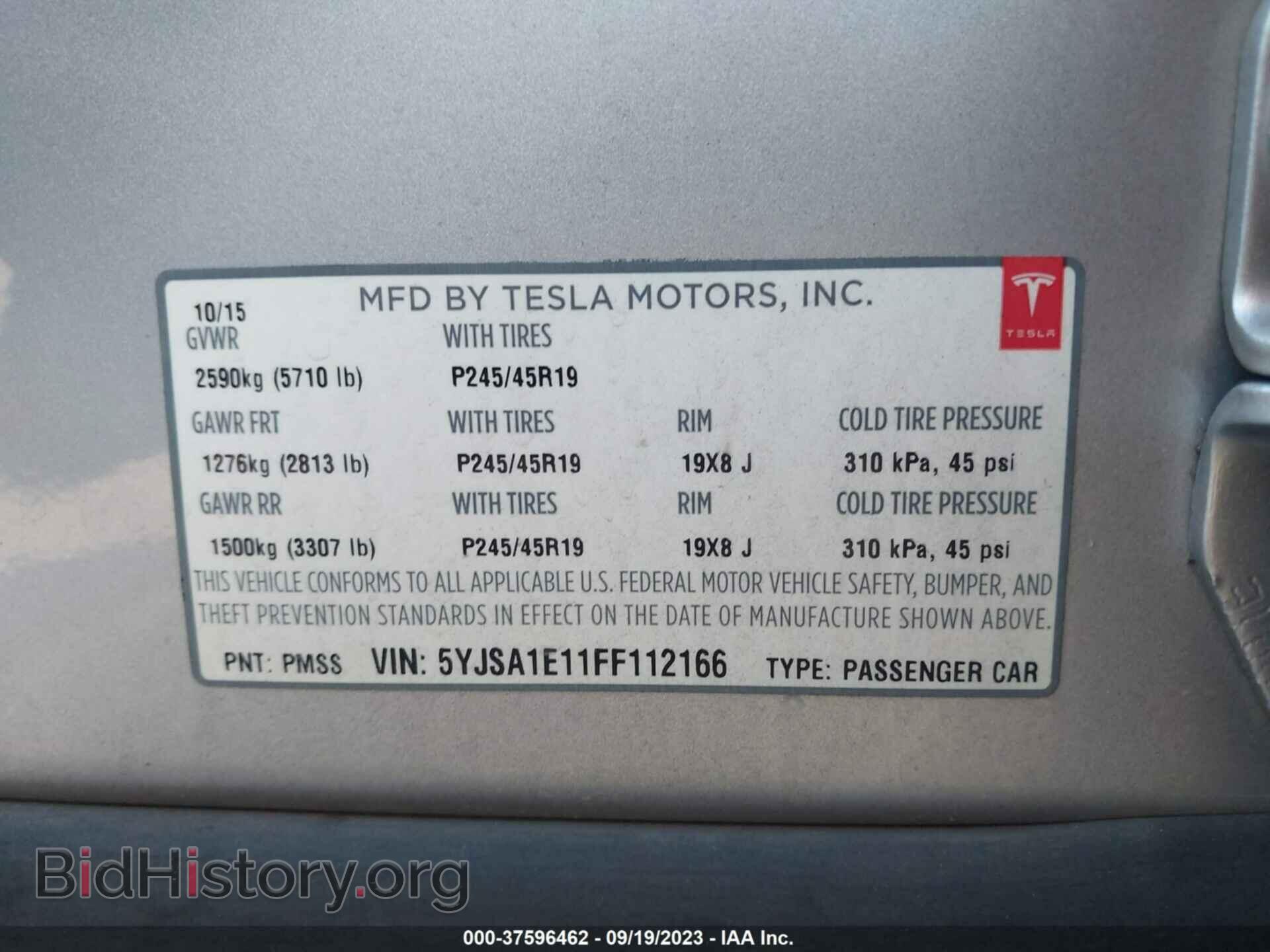 2015 TESLA MODEL S - VIN: 5YJSA1E11FF112166 - Photo 9