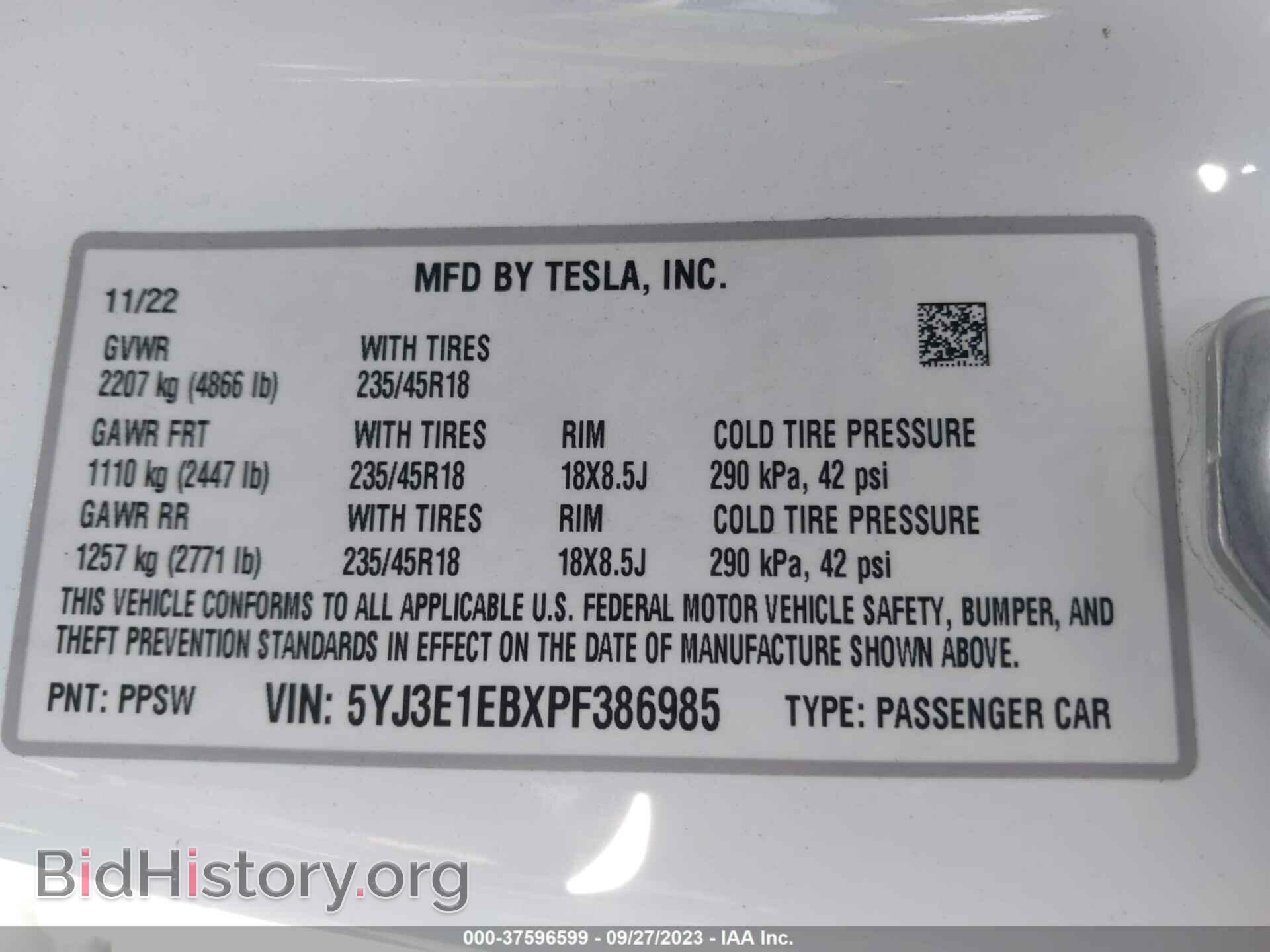 2023 TESLA MODEL 3 - VIN: 5YJ3E1EBXPF386985 - Photo 9