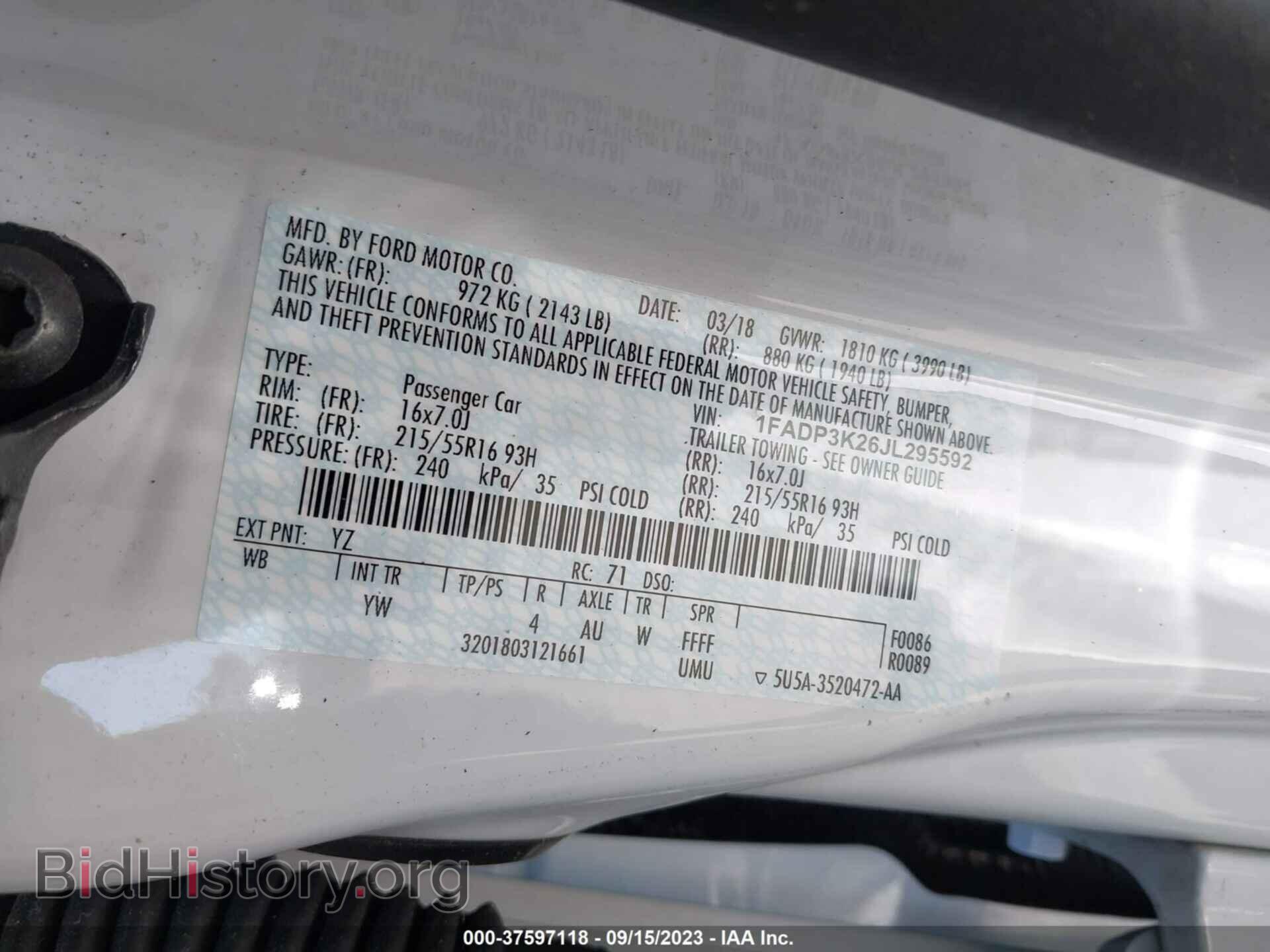 2018 FORD FOCUS - VIN: 1FADP3K26JL295592 - Фото 9