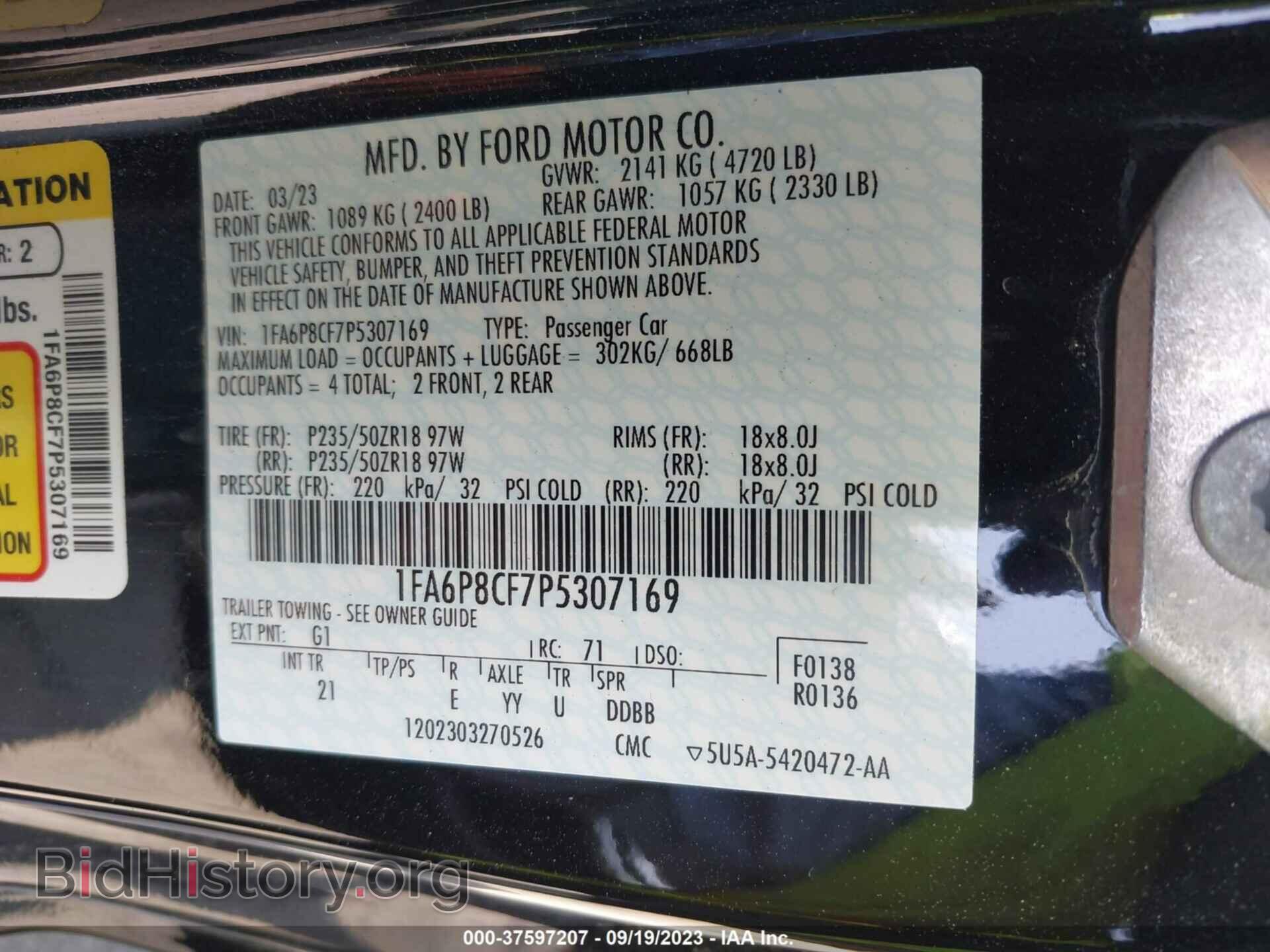 2023 FORD MUSTANG - VIN: 1FA6P8CF7P5307169 - Фото 9