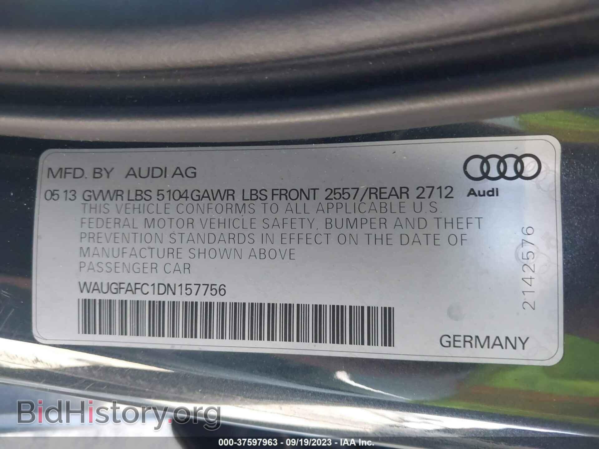 2013 AUDI A6 - VIN: WAUGFAFC1DN157756 - Фото 9