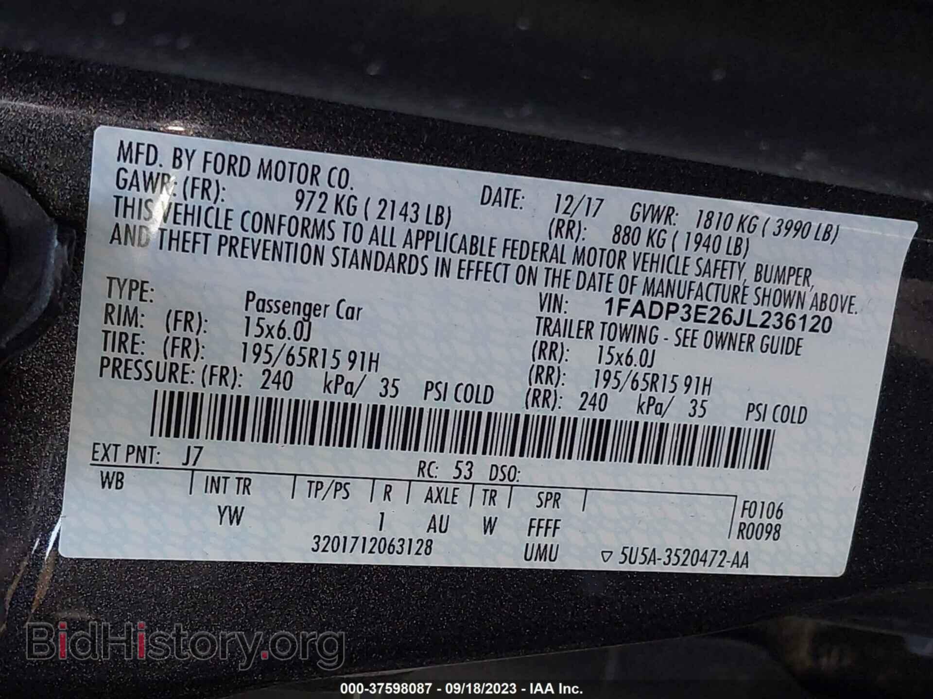 2018 FORD FOCUS - VIN: 1FADP3E26JL236120 - Фото 9