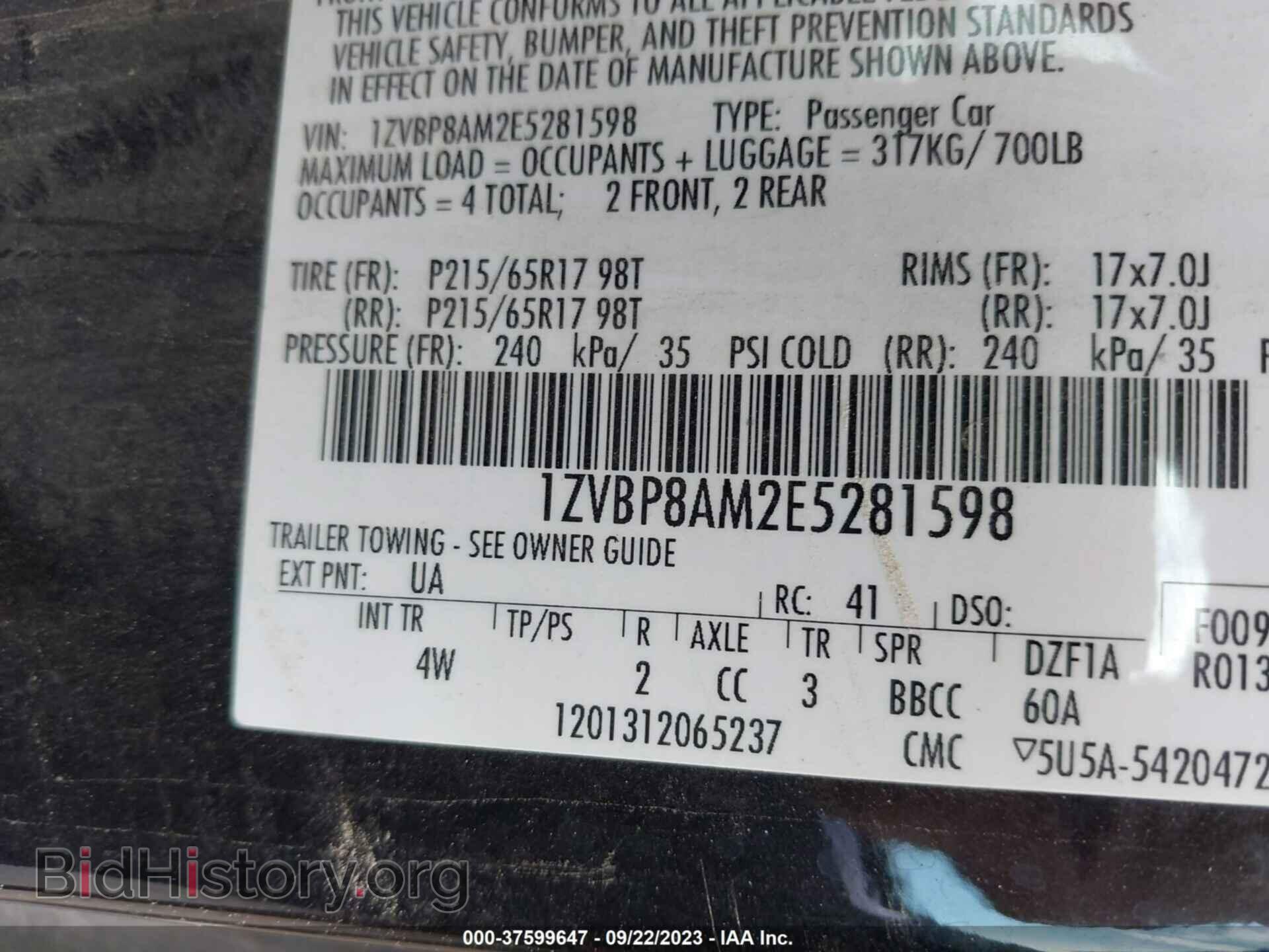 2014 FORD MUSTANG - VIN: 1ZVBP8AM2E5281598 - Фото 9
