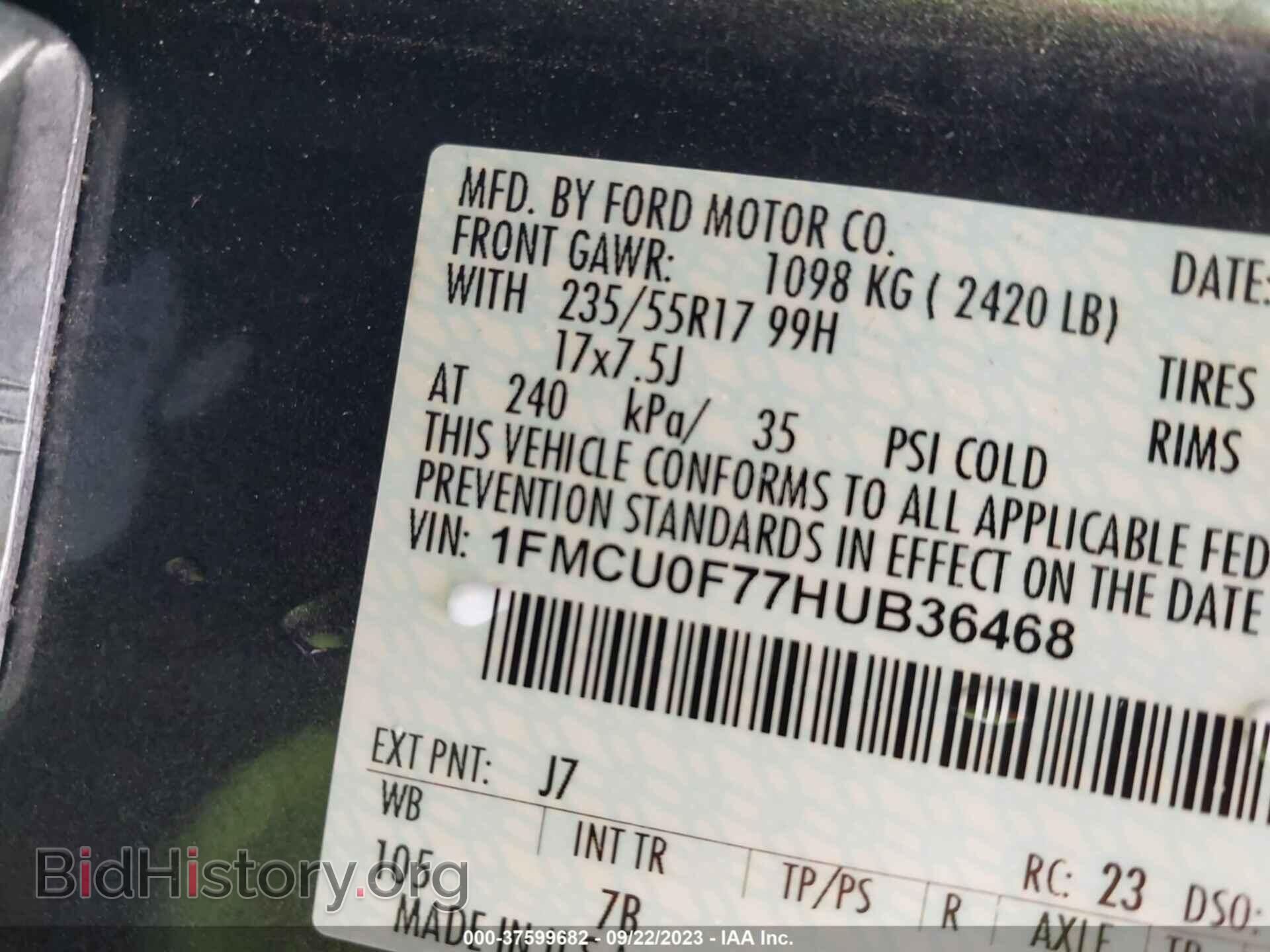 2017 FORD ESCAPE - VIN: 1FMCU0F77HUB36468 - Photo 9
