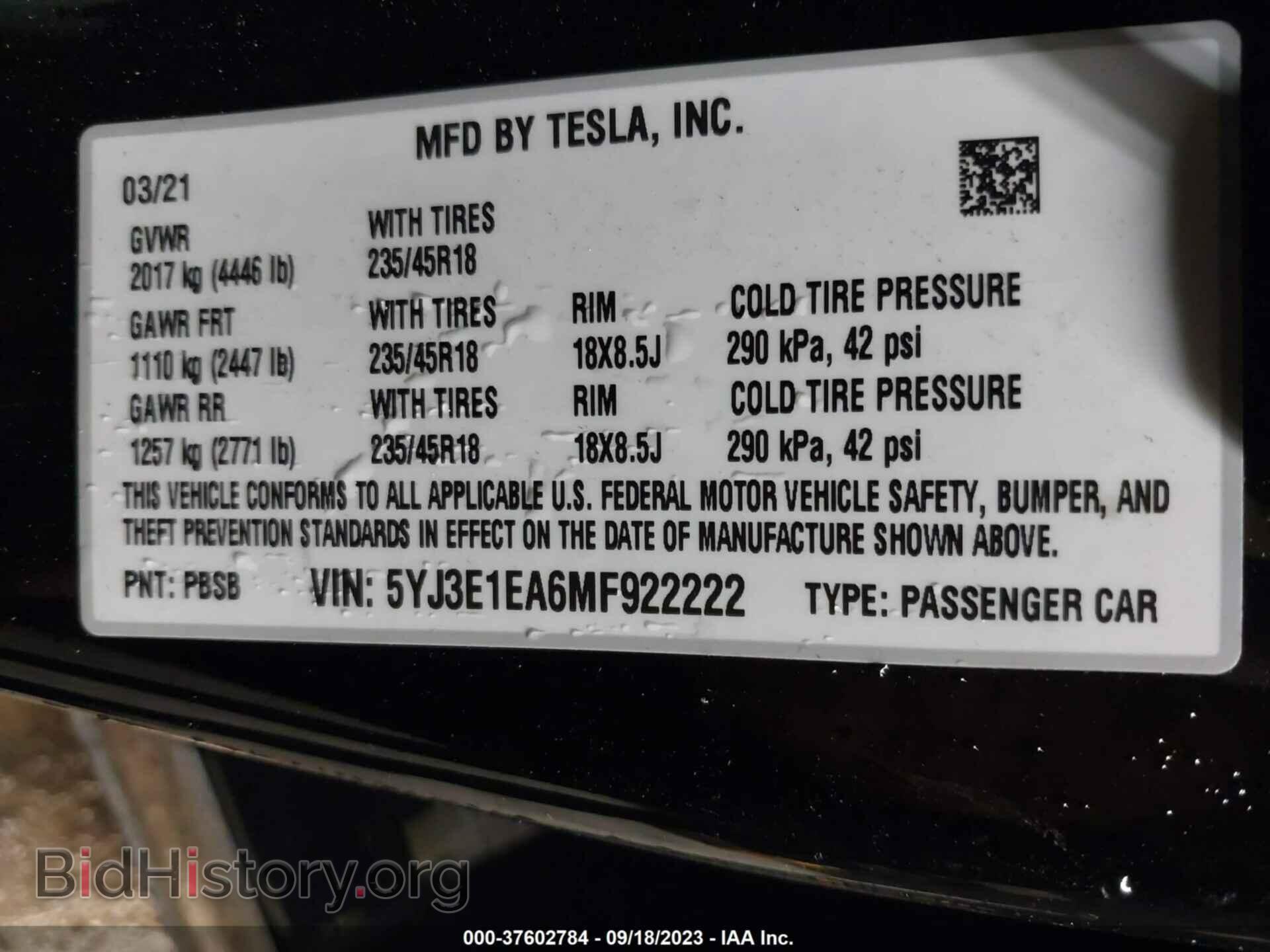 2021 TESLA MODEL 3 - VIN: 5YJ3E1EA6MF922222 - Photo 9