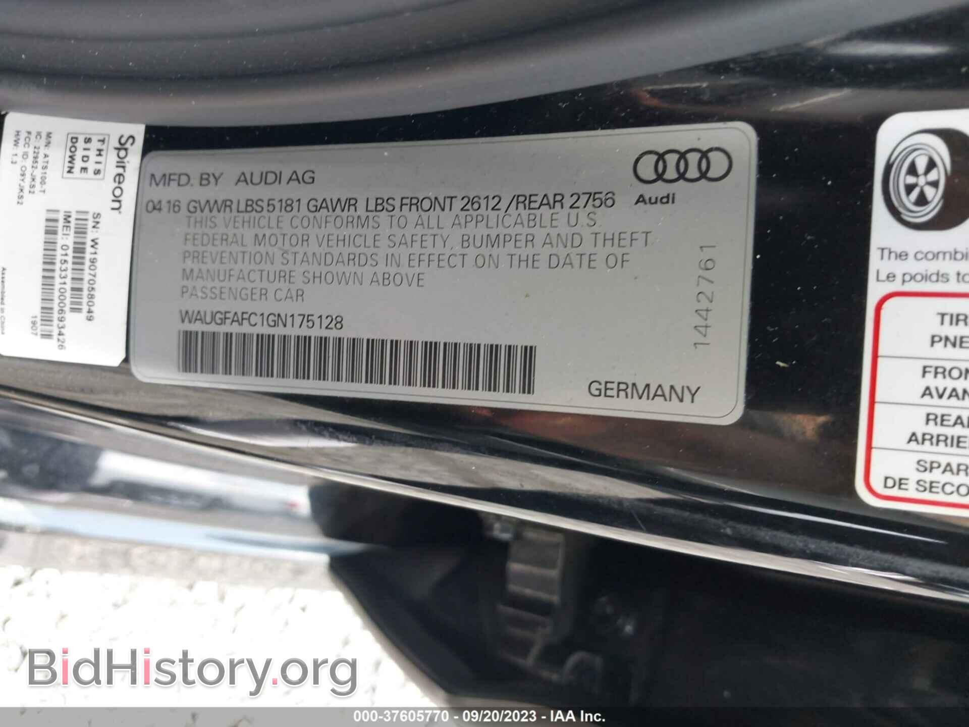 2016 AUDI A6 - VIN: WAUGFAFC1GN175128 - Фото 9