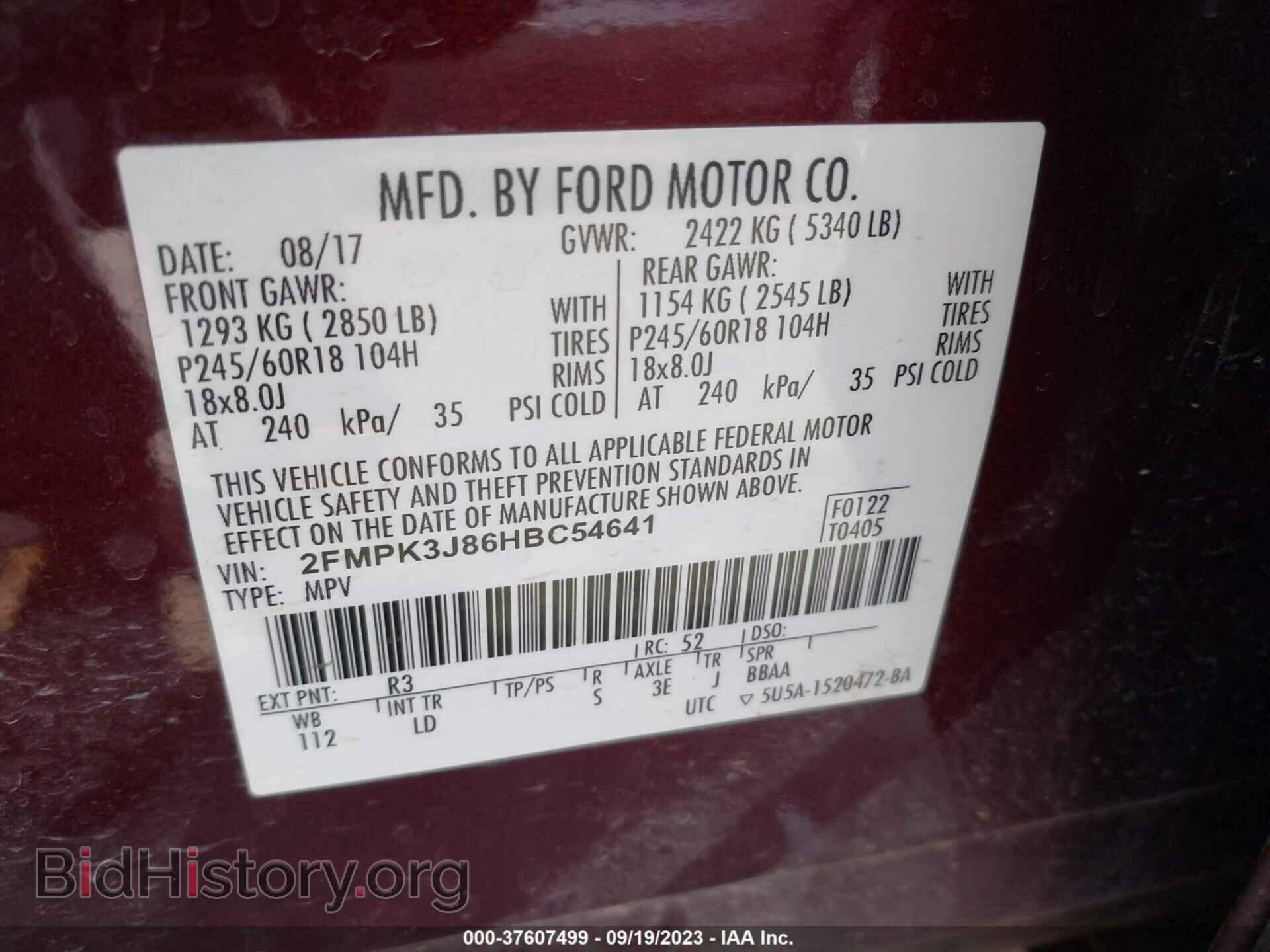 2017 FORD EDGE - VIN: 2FMPK3J86HBC54641 - Photo 9