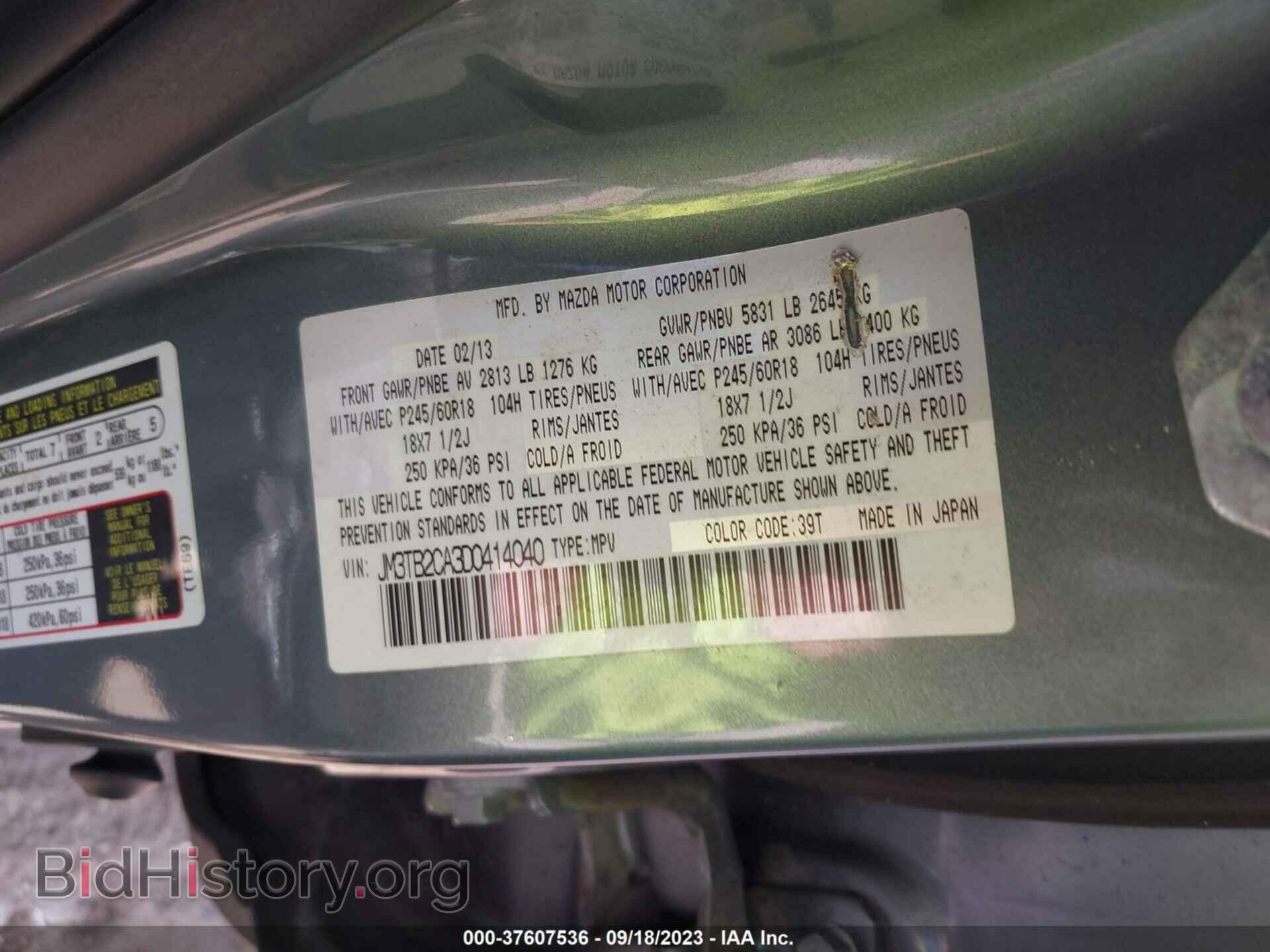 2013 MAZDA CX-9 - VIN: JM3TB2CA3D0414040 - Фото 9