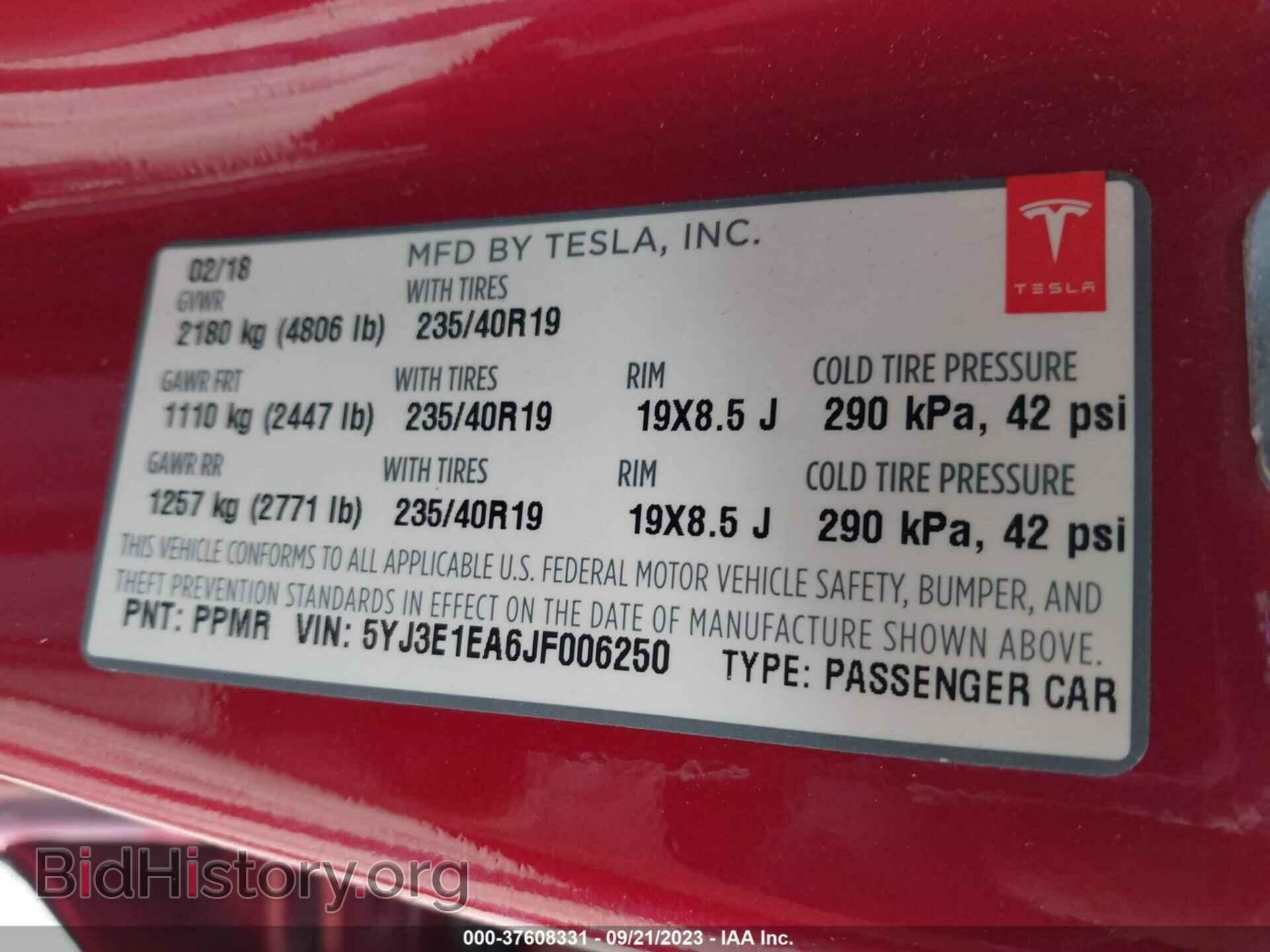 2018 TESLA MODEL 3 - VIN: 5YJ3E1EA6JF006250 - Photo 9