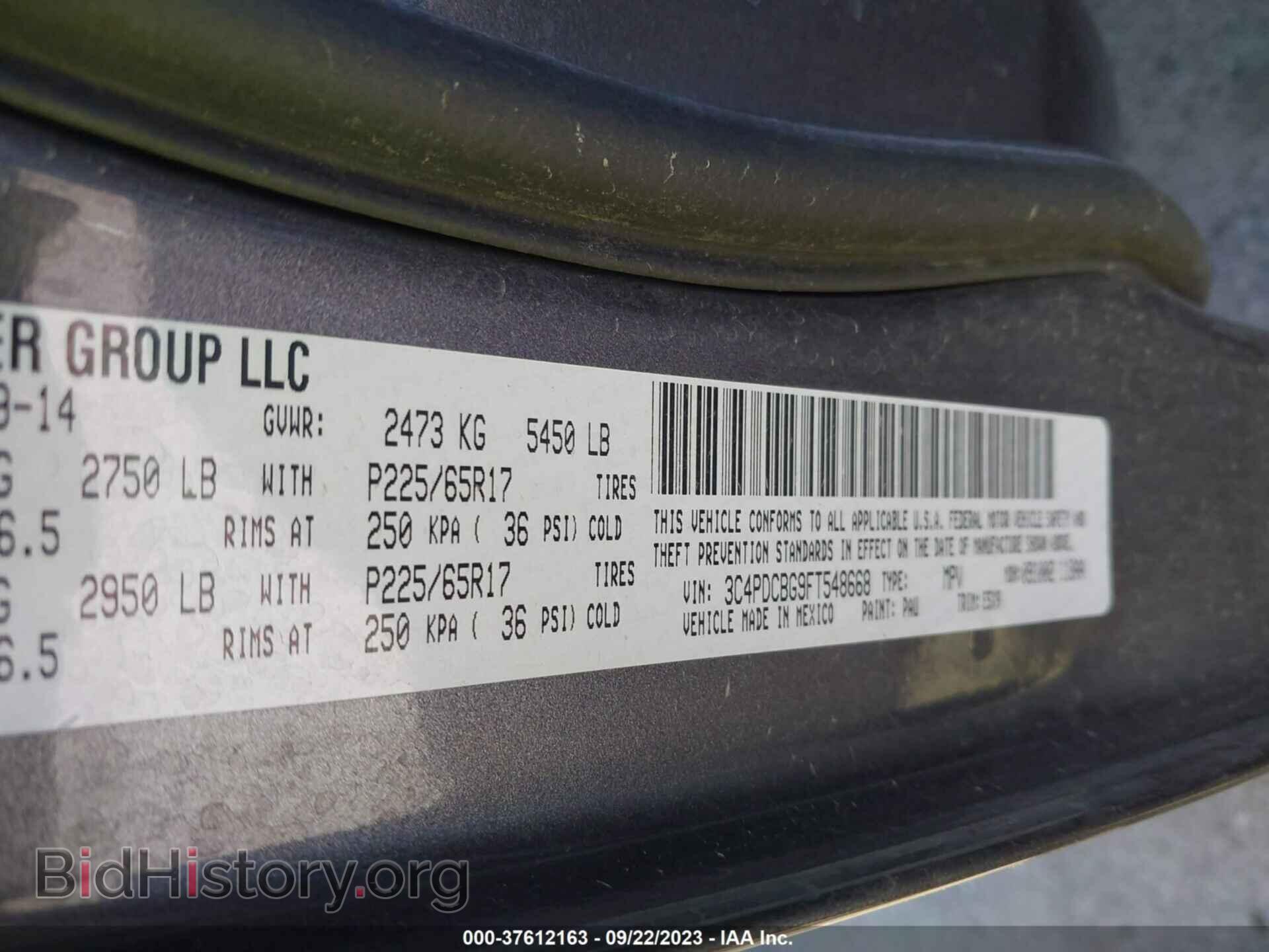 2015 DODGE JOURNEY - VIN: 3C4PDCBG9FT548668 - Фото 9