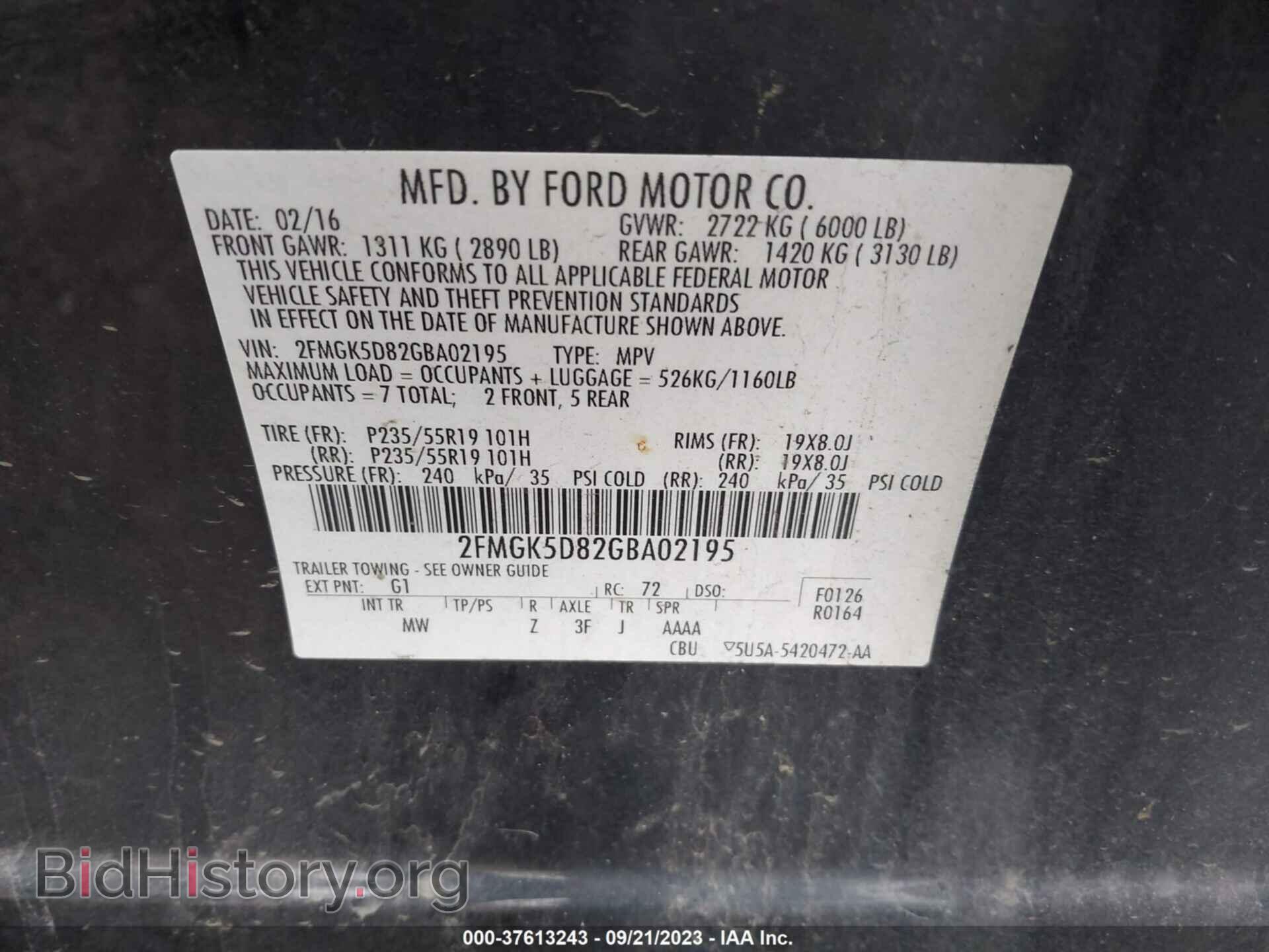 2016 FORD FLEX - VIN: 2FMGK5D82GBA02195 - Photo 9