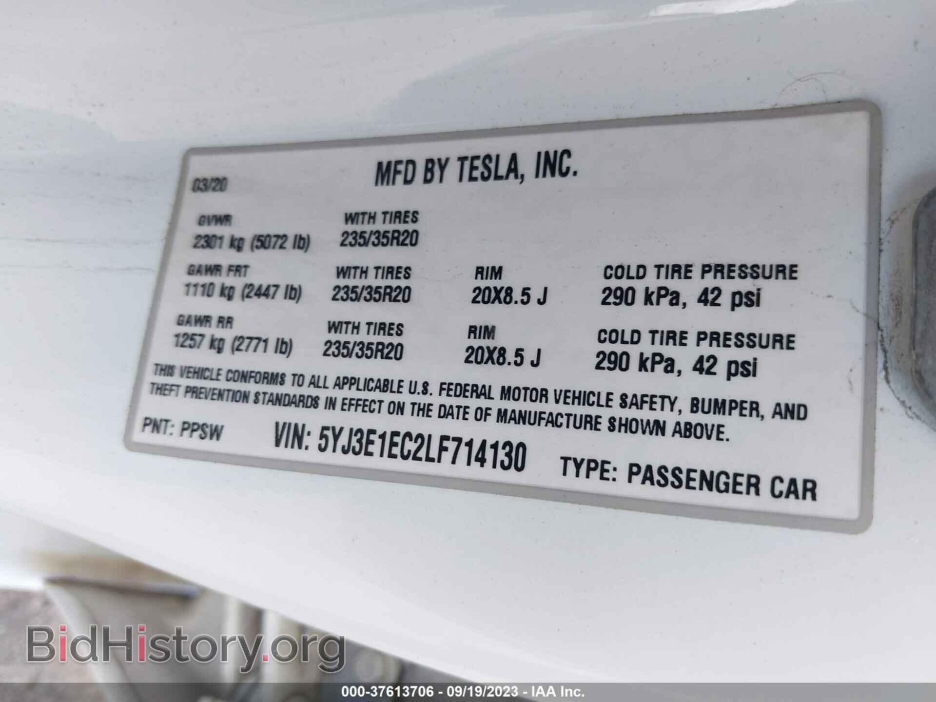 2020 TESLA MODEL 3 - VIN: 5YJ3E1EC2LF714130 - Фото 9